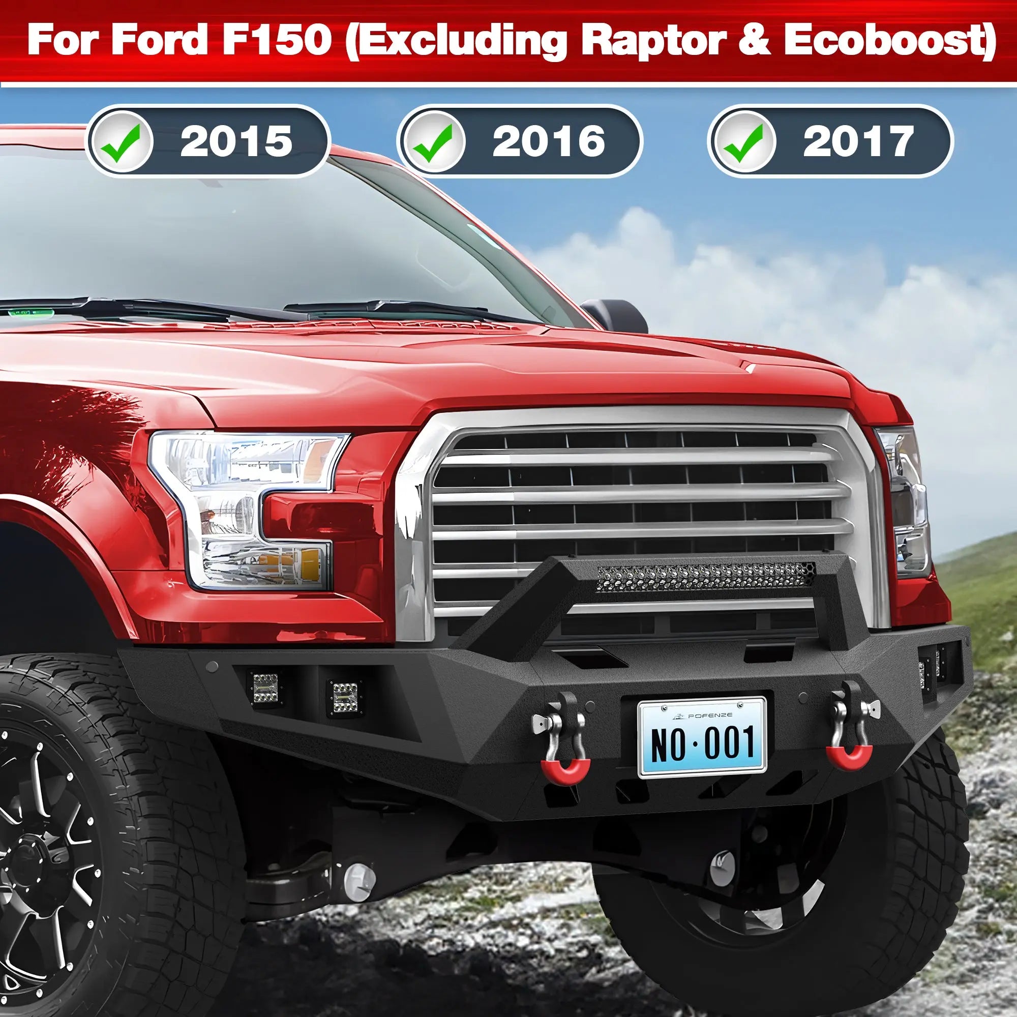 Longsun F150 Front and Rear Bumper for 2015 2016 2017 Ford F150 (Excluding Raptor and Ecoboost)