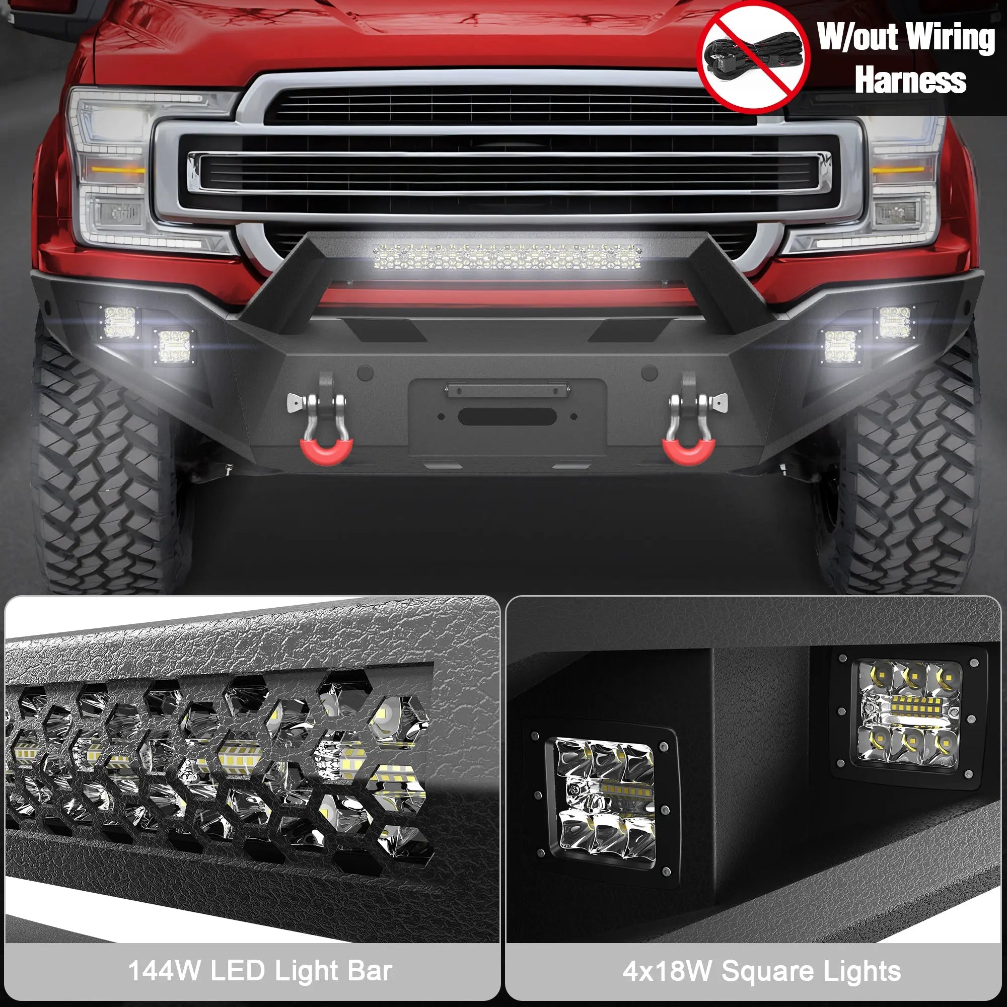 Longsun F150 Front Bumper for 2018 2019 2020 Ford F150 Pickup Trucks (Excluding Raptor)