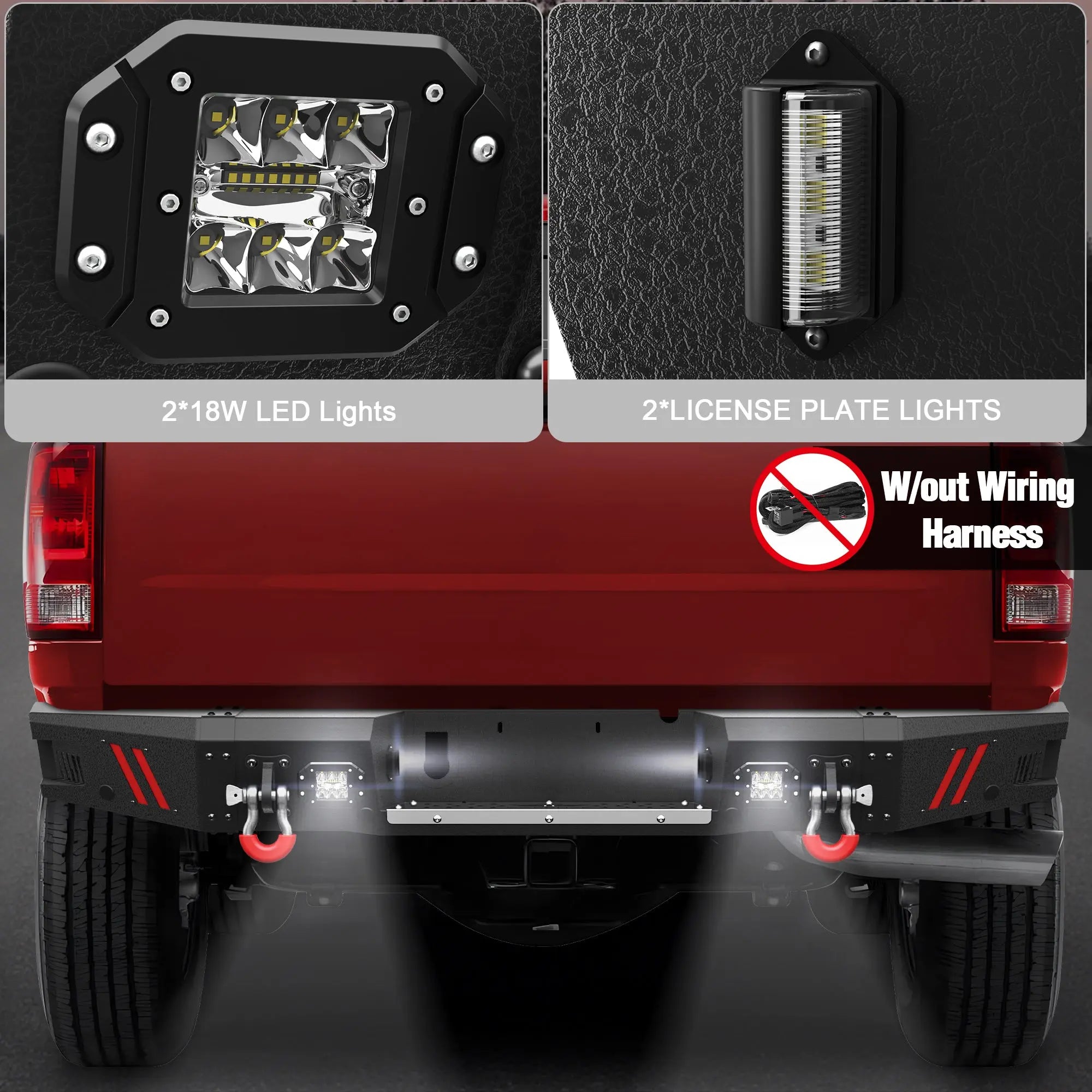 Longsun Ram 2500 Rear Bumper Compatible with 2010-2018 Dodge Ram 2500 3500 Black Pickup Truck Bumper