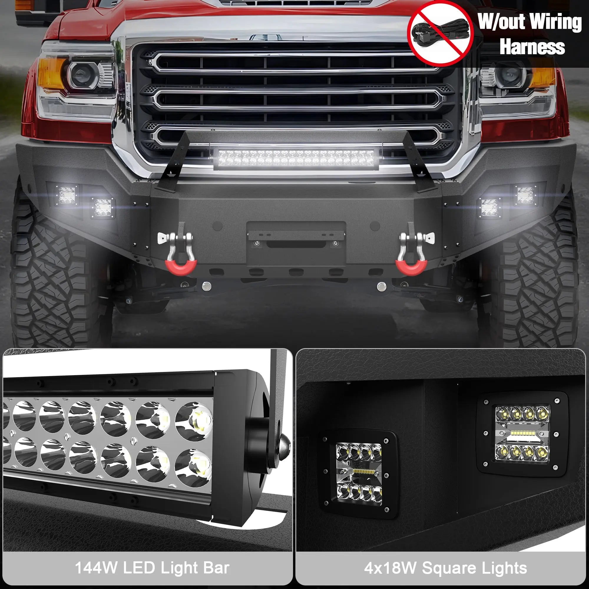 Longsun Front Bumper Compatible with GMC Sierra 2500/3500 HD 2015 2016 2017 2018 2019 with Winch Plate