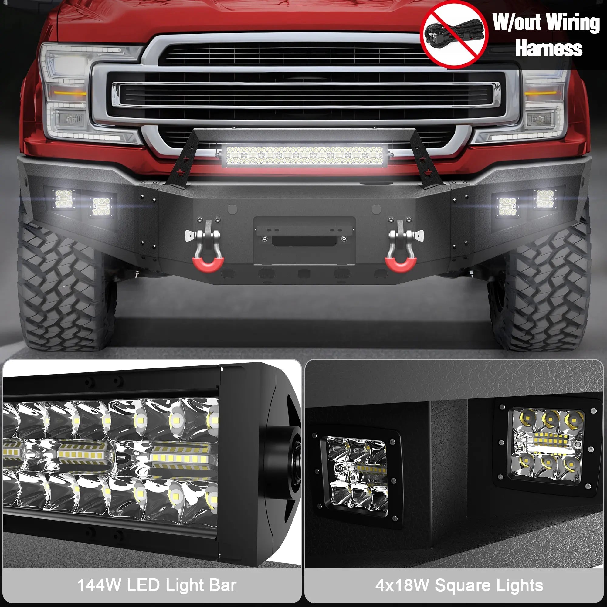 Longsun F150 Front Bumper for 2018 2019 2020 Ford F150 Pickup w/Winch Plate (Excluding Raptor)