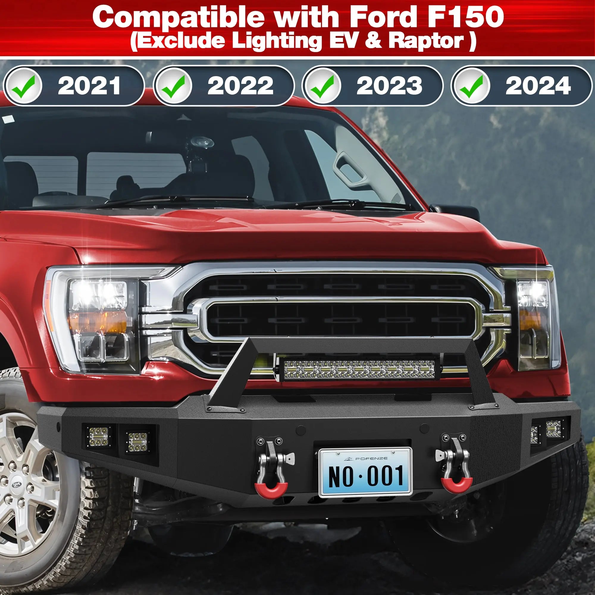 Longsun 2021-2024 Ford F150 Bumper Set w/ Winch Plate - Excludes Lighting EV & Raptor