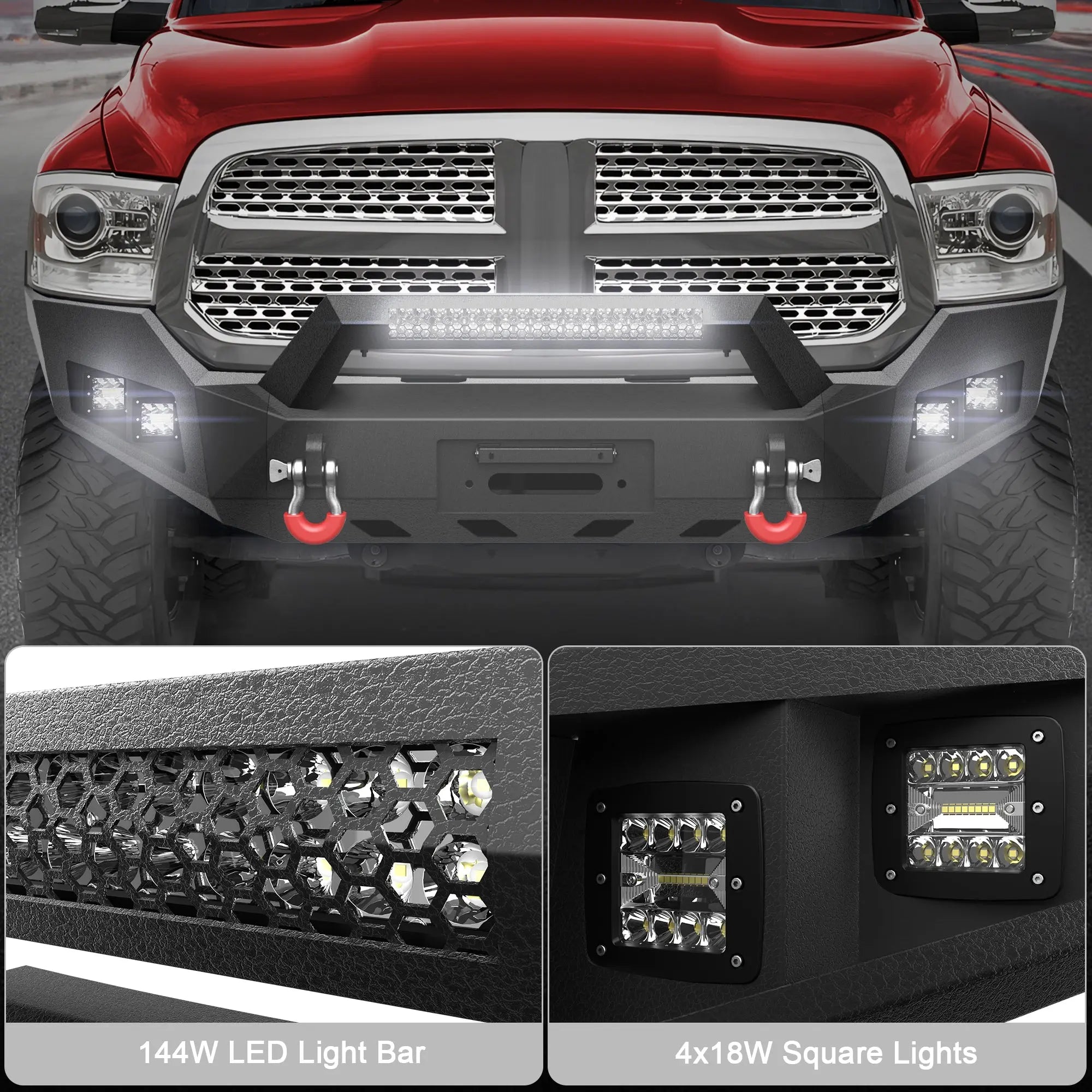 Longsun Heavy Duty Front Bumper for Ram 1500 2013-18 & 2019-24 Classic Pickup