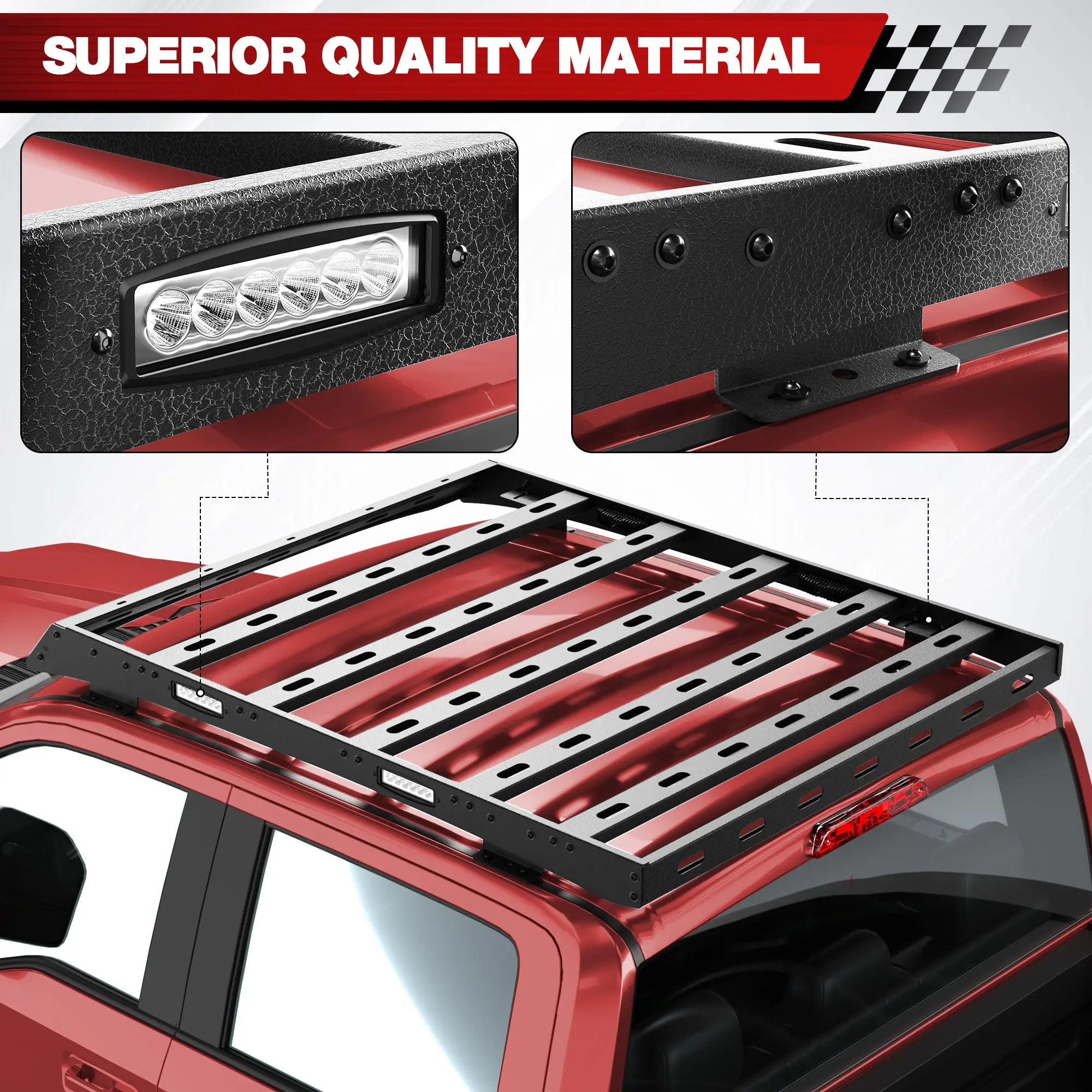 Longsun Roof Rack for 2017-2022 Ford F-250 F-350 F-450 Super Duty, Heavy-Duty Cargo Carrier, 800 lbs Capacity, Black