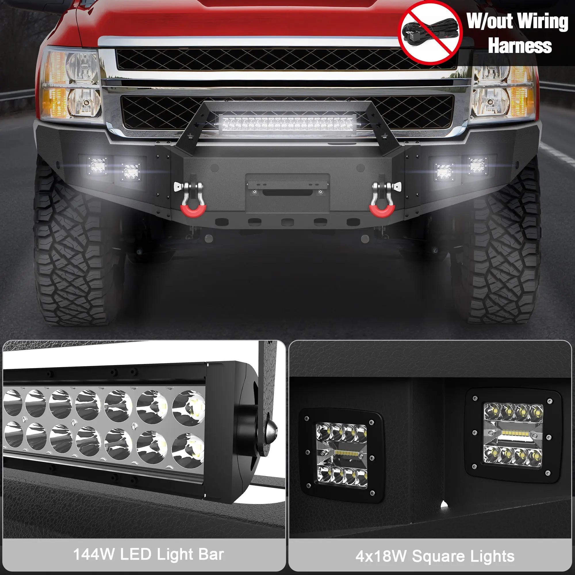 Longsun Silverado 2500/3500 Front Bumper Compatible with 2011 2012 2013 2014 Chevy Silverado 2500/3500