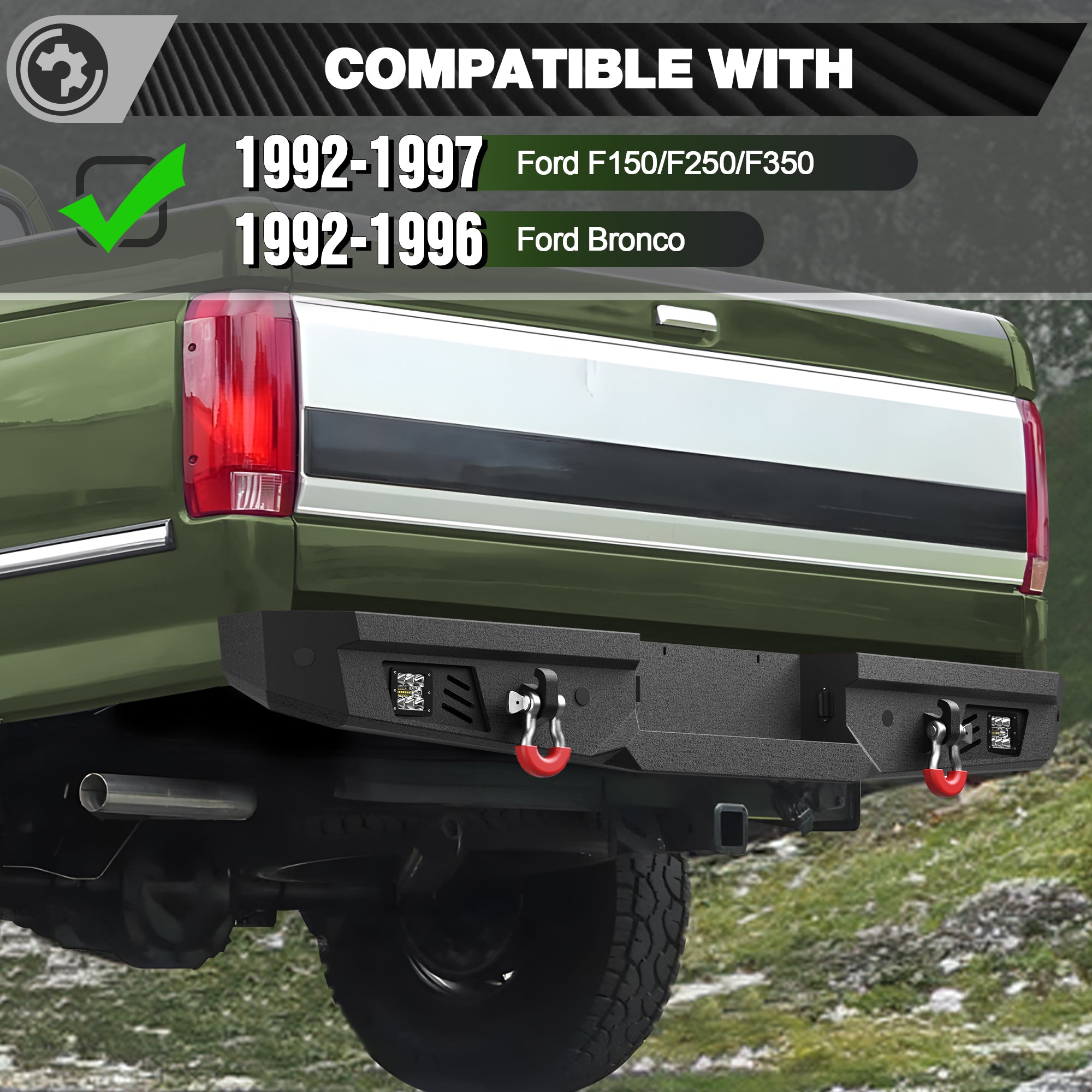 F150 Front Rear Bumper Set for 1992-1997 Ford F150 F250 F350
