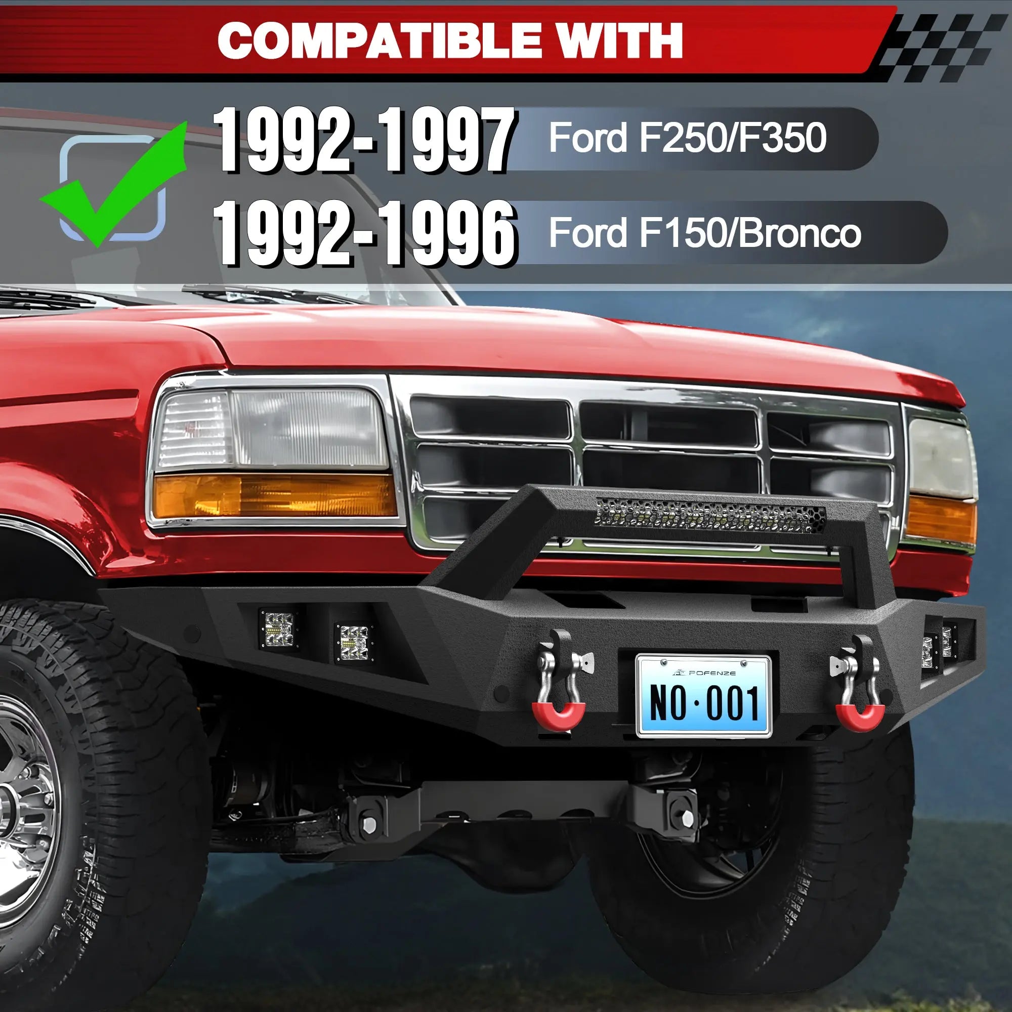 Longsun F150 Front Bumper for 1992 1993 1994 1995 1996 1997 Ford F150