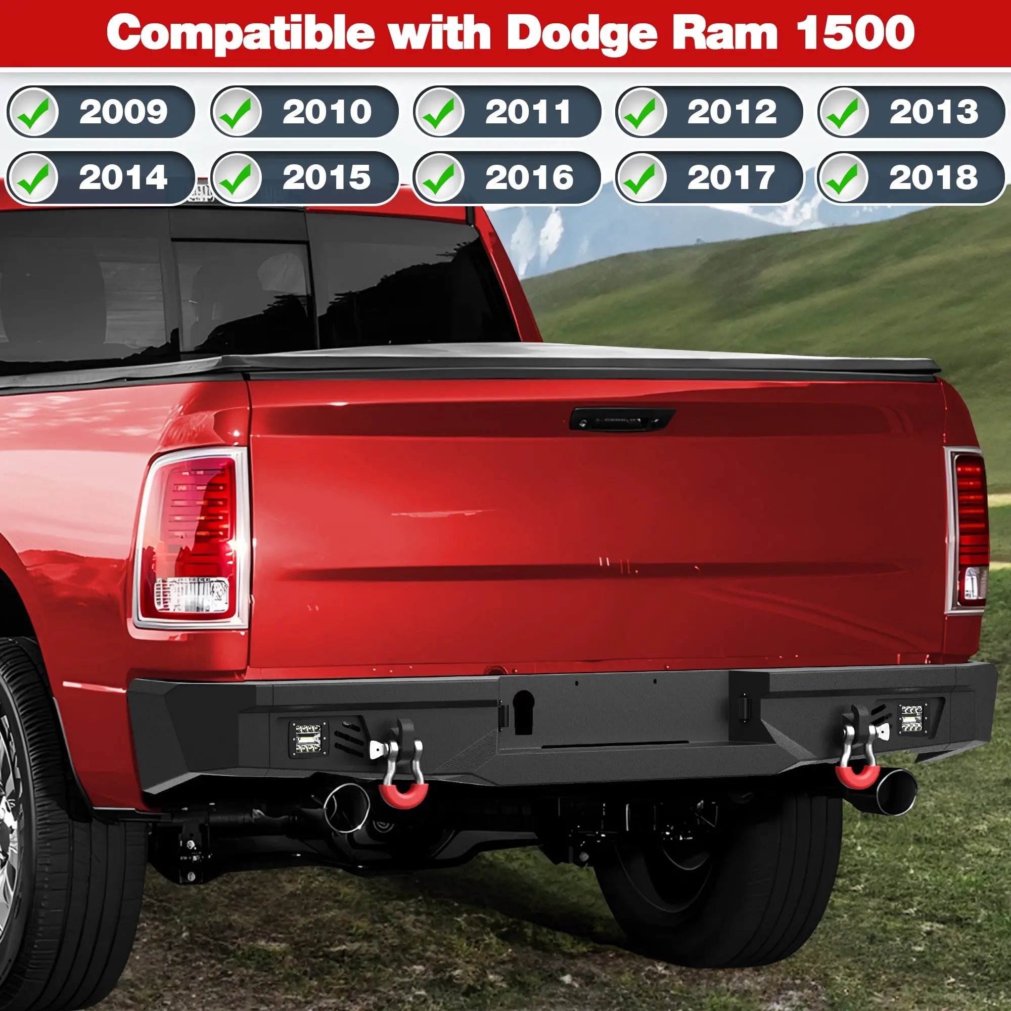 Longsun Ram 1500 Rear Bumper for 2009-2018 Ram 1500 Pickup and 2019-2025 Ram 1500 Classic Only