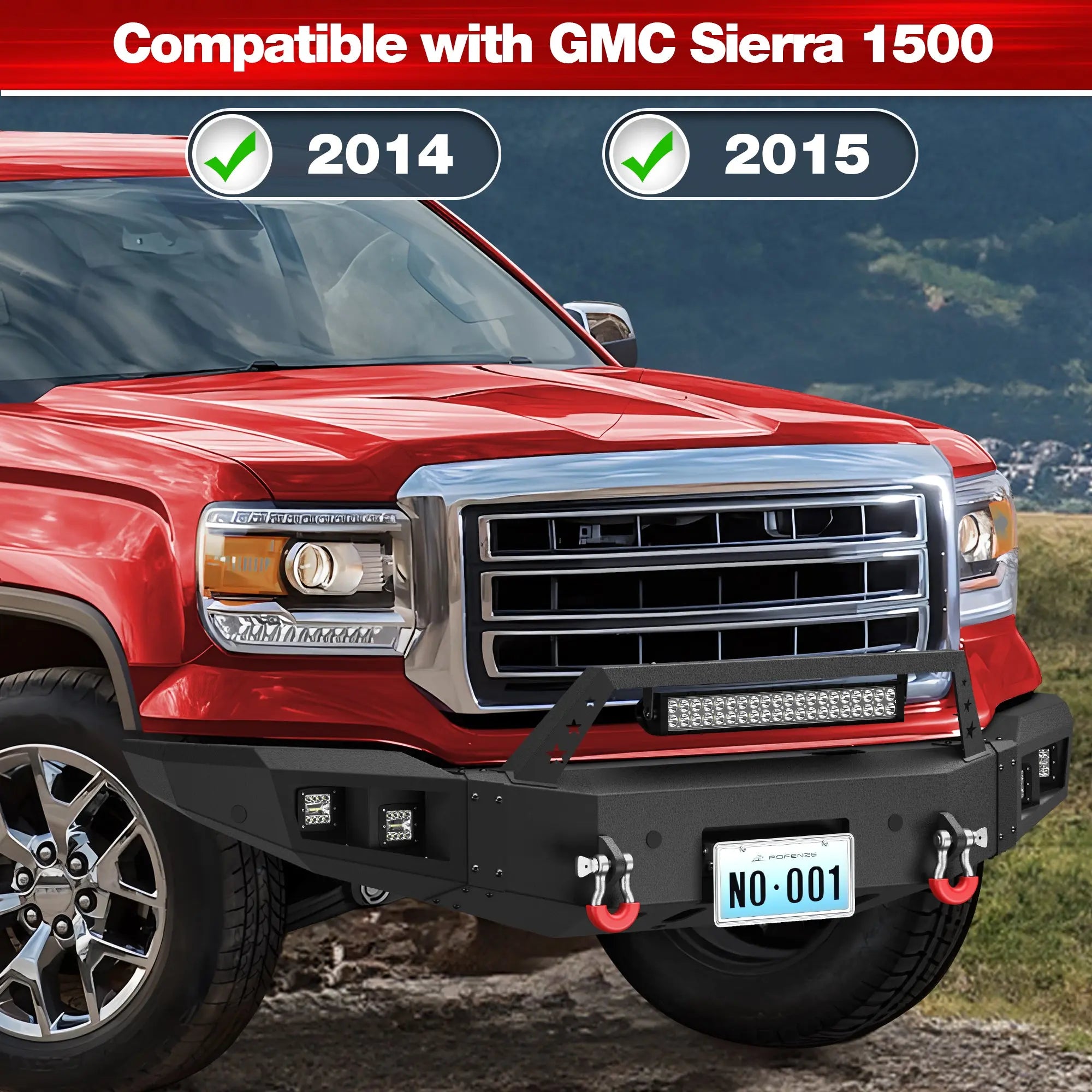 Longsun Sierra 1500 Steel Truck Front Bumper for 2014 2015 GMC Sierra 1500 w/Winch Plate