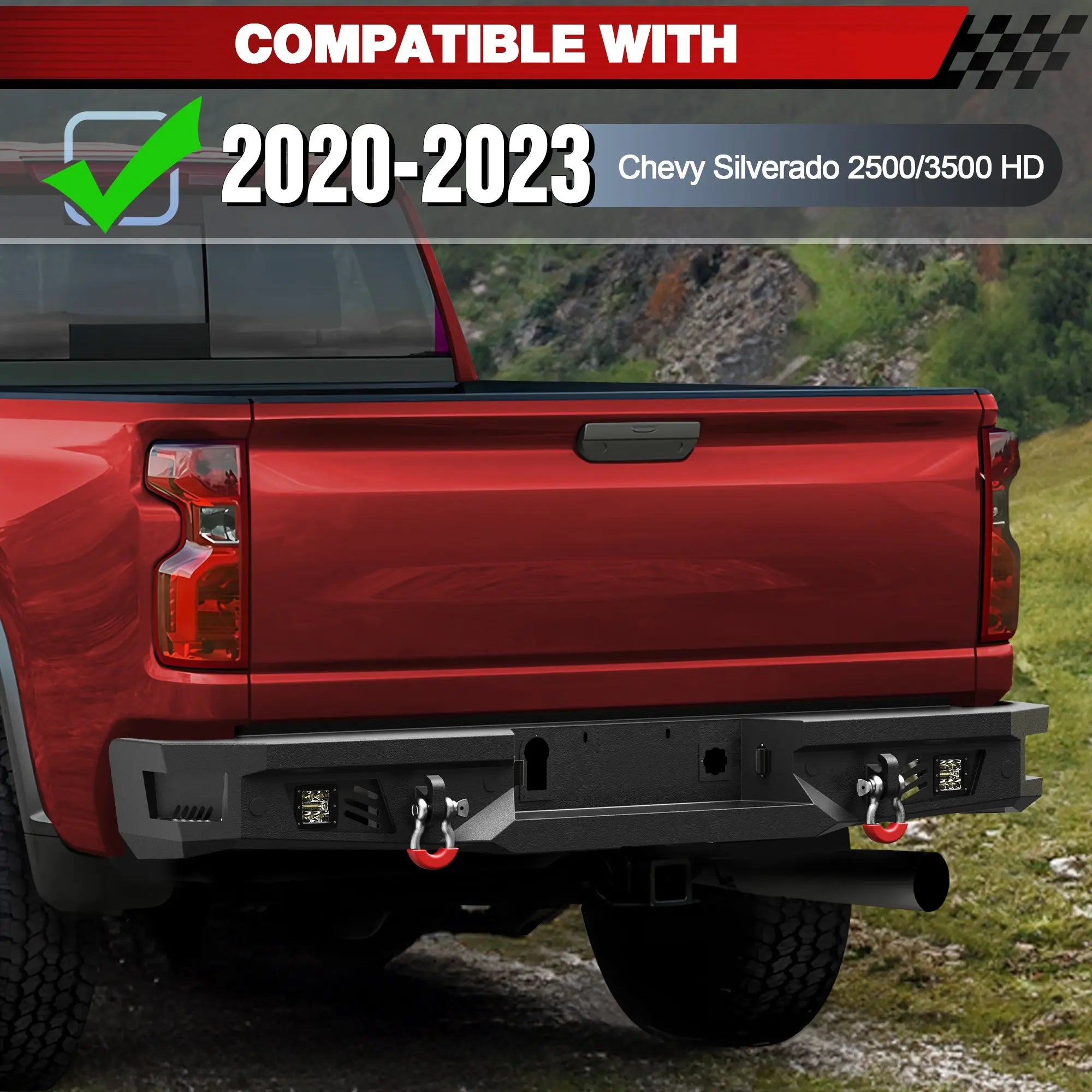 Silverado Front Bumper and Rear Bumper Set for 2020 2021 2022 2023 Chevy Silverado 2500HD 3500HD