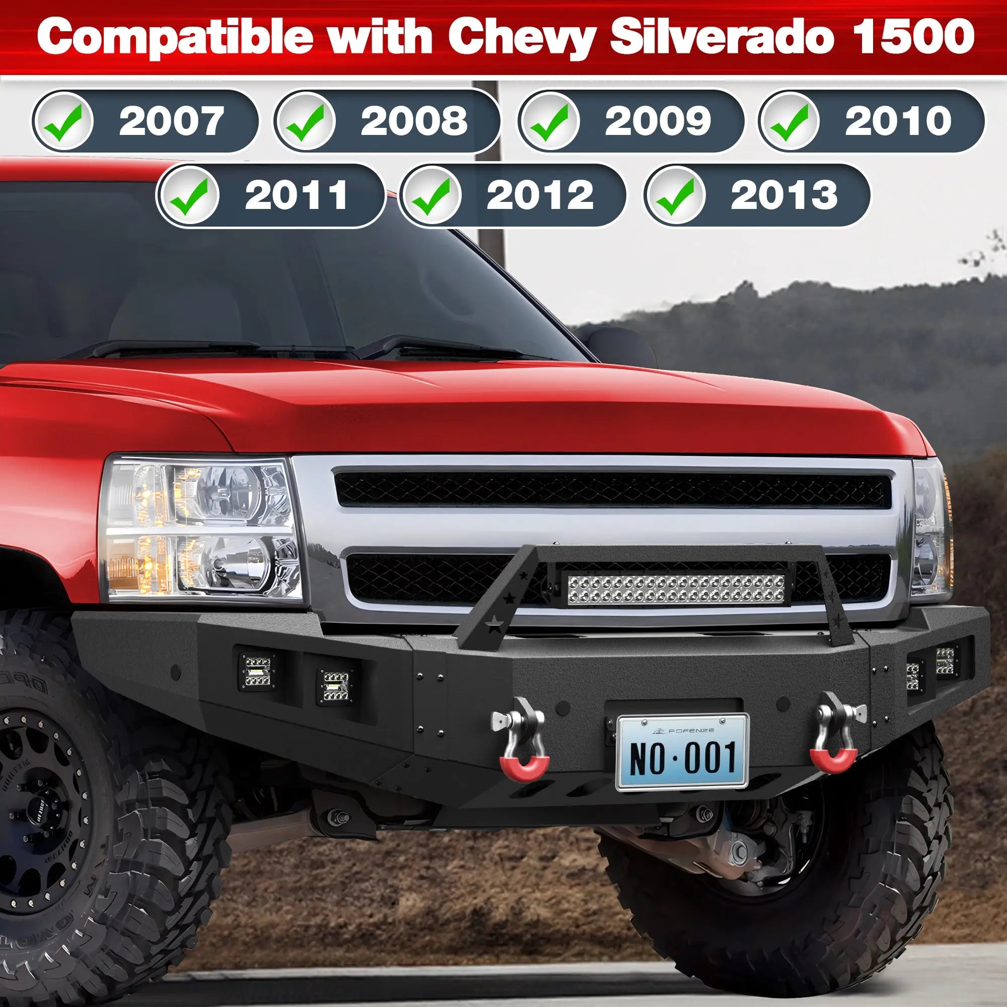 Longsun Silverado 1500 Front Bumper for 2007 2008 2009 2010 2011 2012 2013 Chevy Silverado 1500 Pickup
