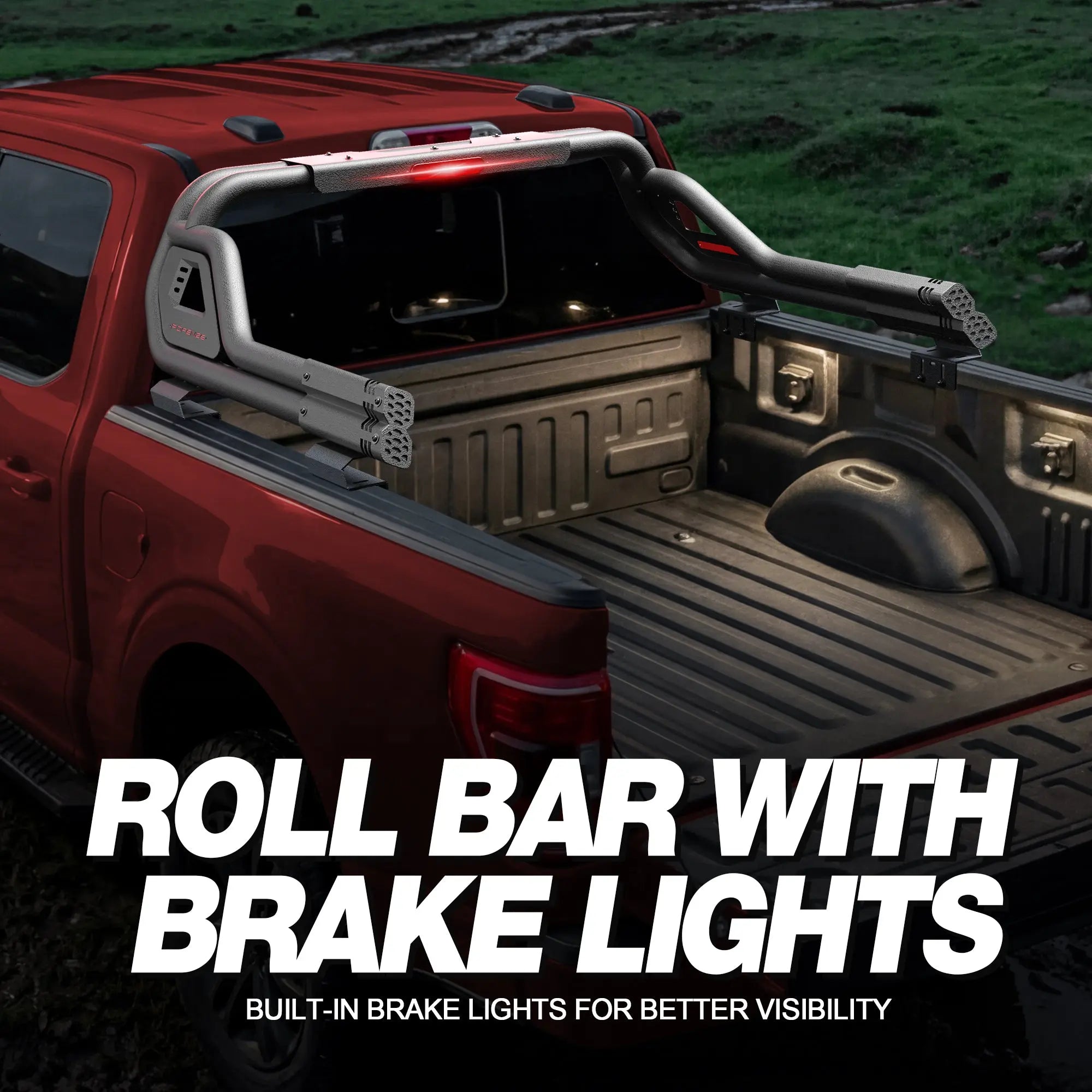 Adjustable Roll Bar for Full-Size Trucks, Heavy Duty Carbon Steel Truck Bed Rack & Chase Rack Compatible with Ford F-150, F-250, F-350, Chevy Silverado, GMC Sierra, Ram, Toyota Tundra & Nissan Titan