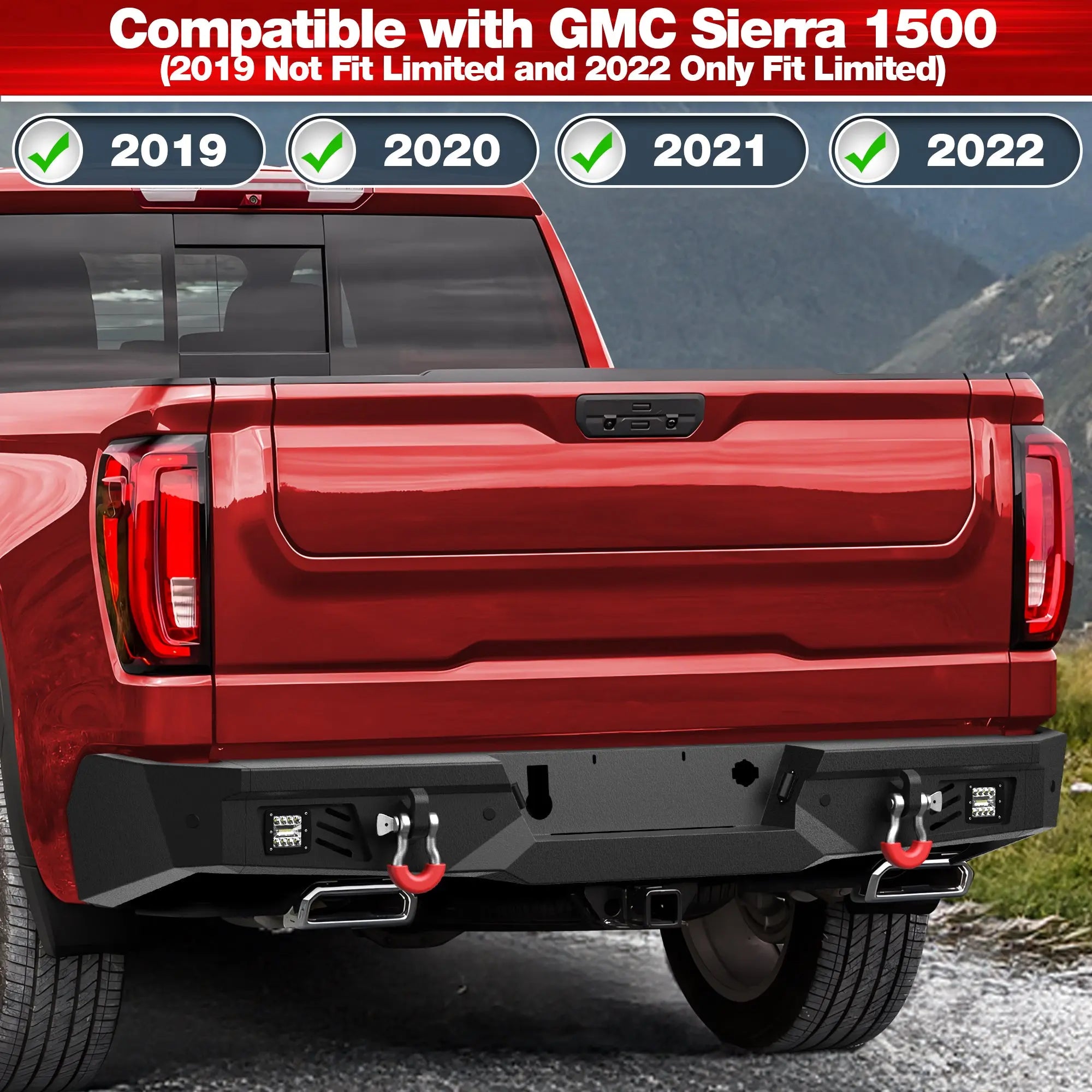 Longsun Sierra 1500 Front and Rear Bumper Set for GMC Sierra 1500 (2019-2022) with Winch Plate