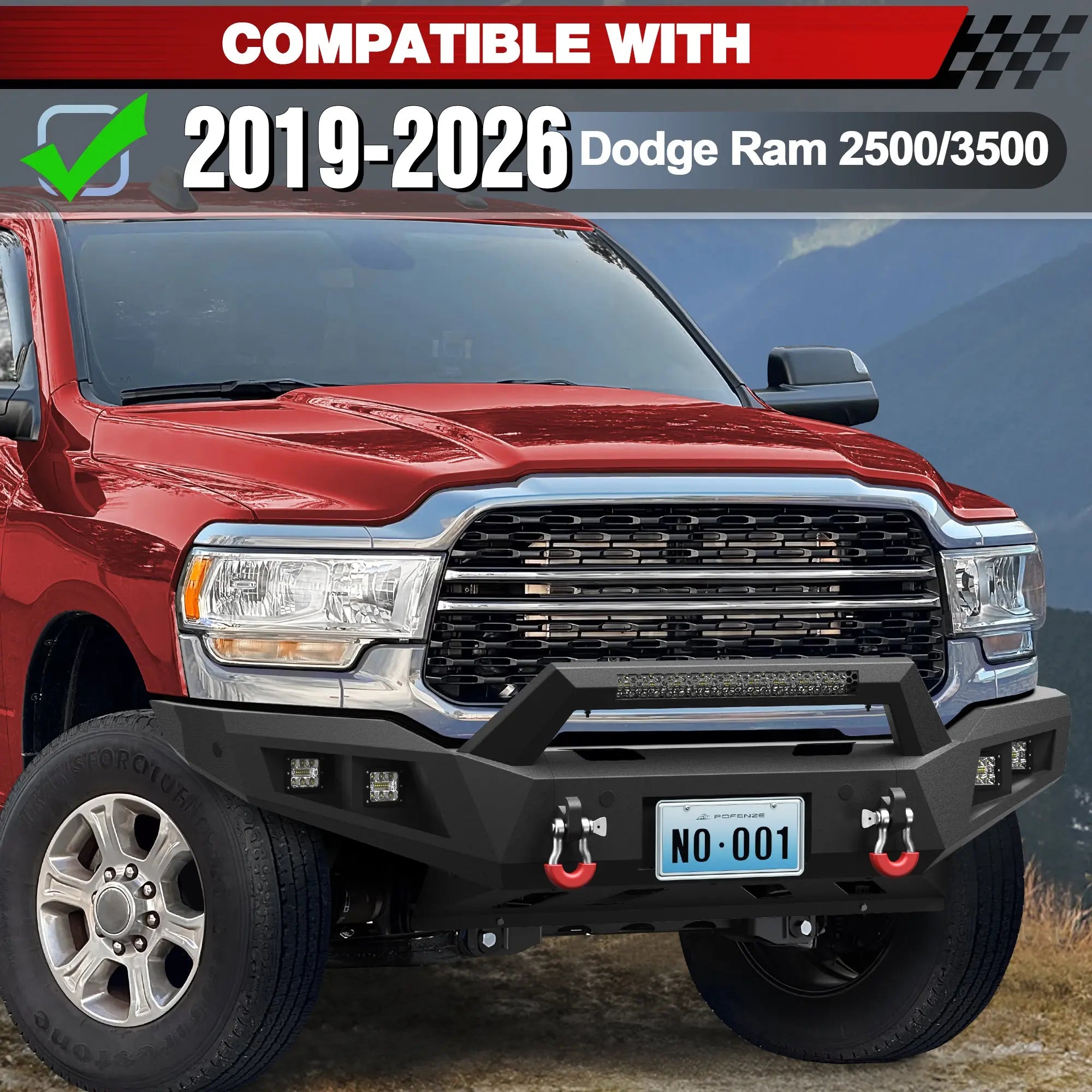 Longsun Ram 2500 Front Bumper for 2019 2020 2021 2022 2023 2024 2025 Ram 2500/3500 Pickup