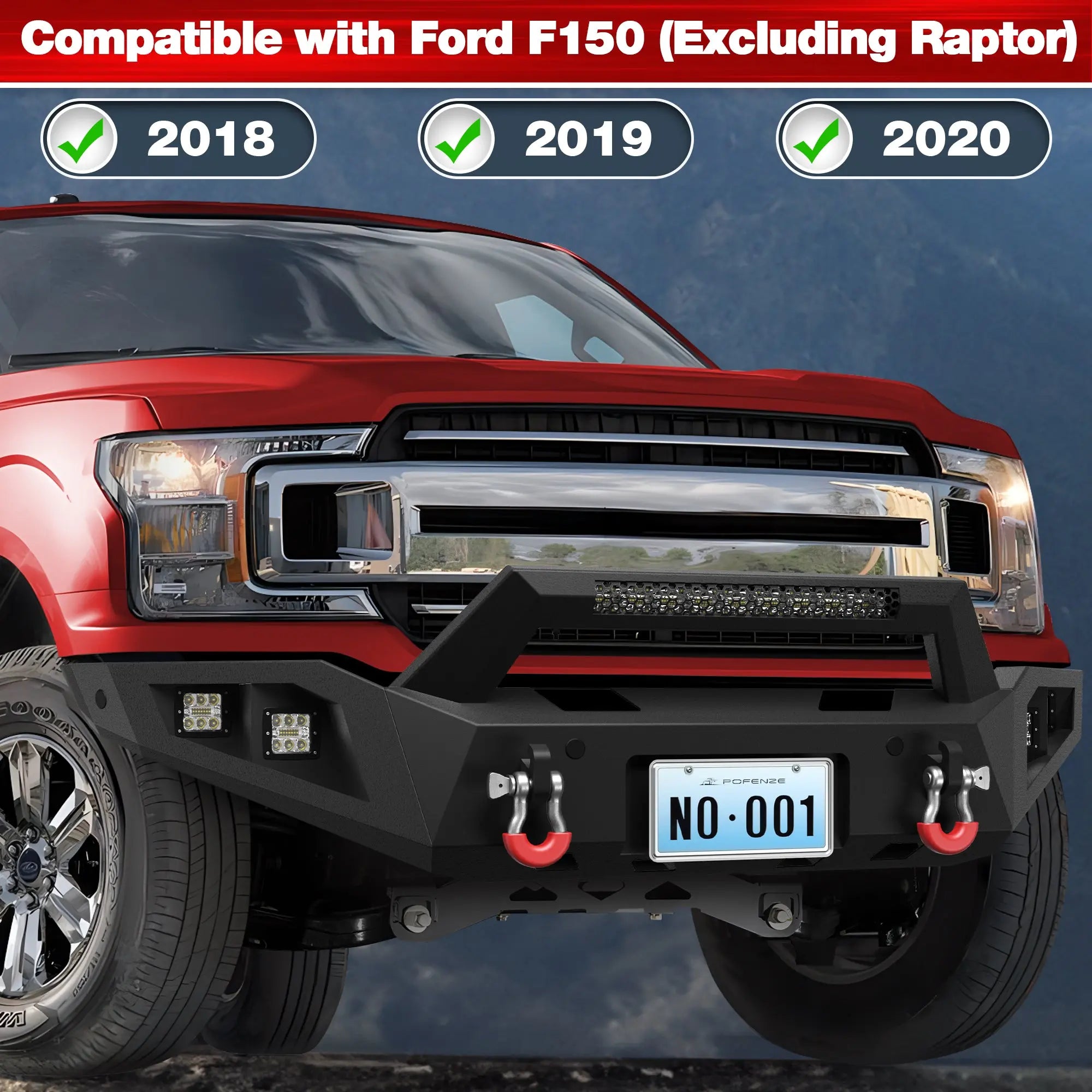 Longsun F150 Front Bumper for 2018 2019 2020 Ford F150 Pickup Trucks (Excluding Raptor)