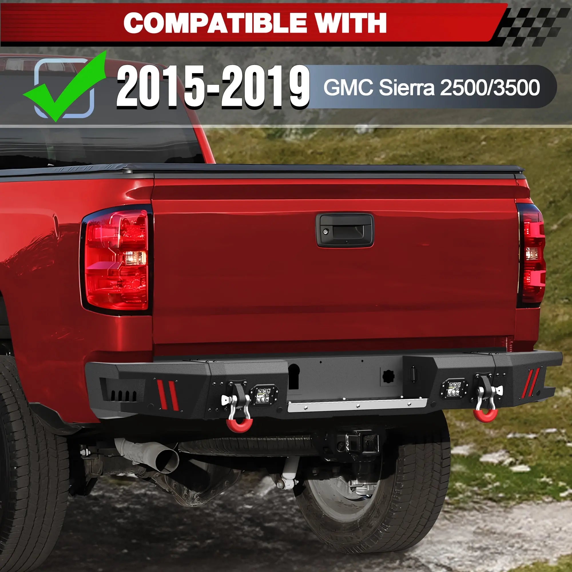 Longsun Front Bumper and Rear Bumper Combo Fit 2015 2016 2017 2018 2019 GMC Sierra 2500/3500 HD