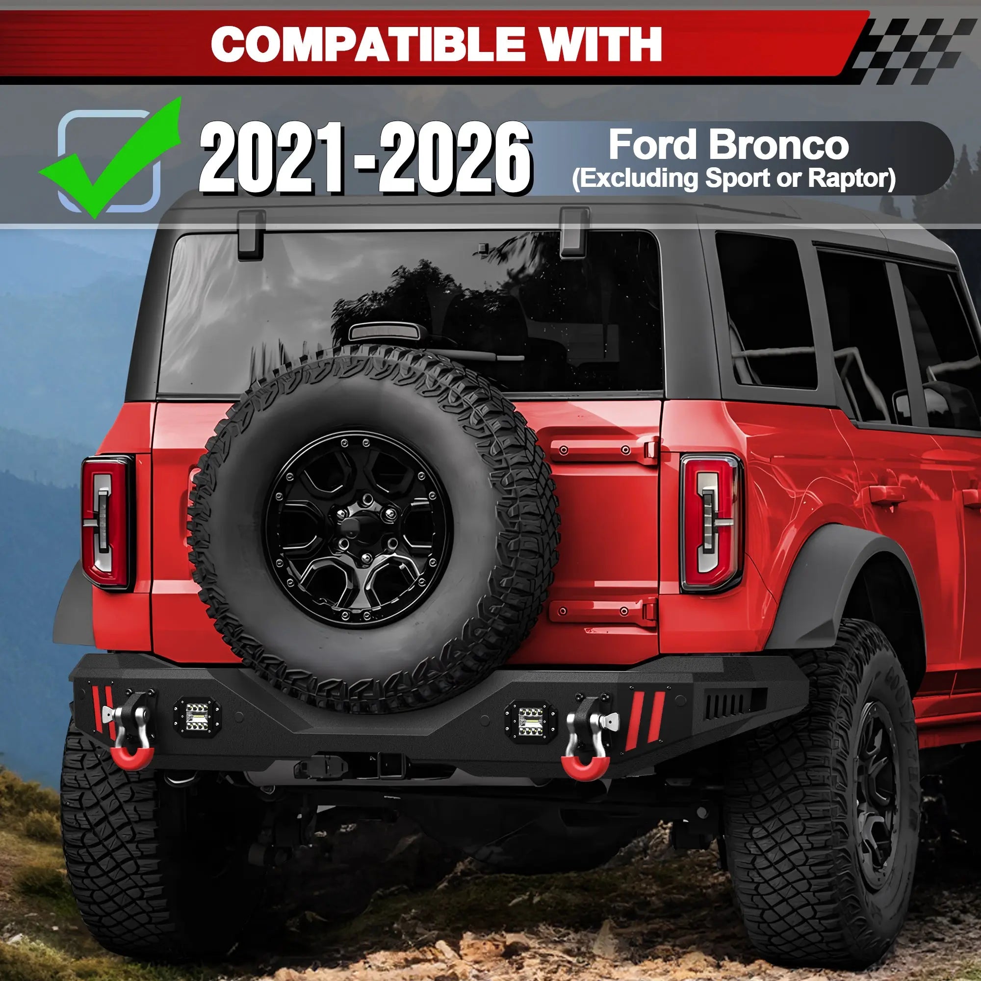 Longsun Bronco Rear Bumper Compatible with Ford Bronco 2021 2022 2023 2024 2025