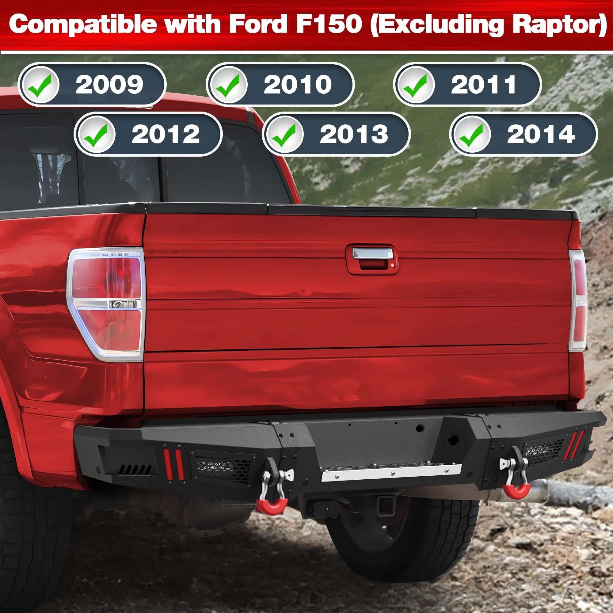 Longsun F150 Rear Back Bumper for 2009-2014 Ford F-150 (Excluding Raptor)