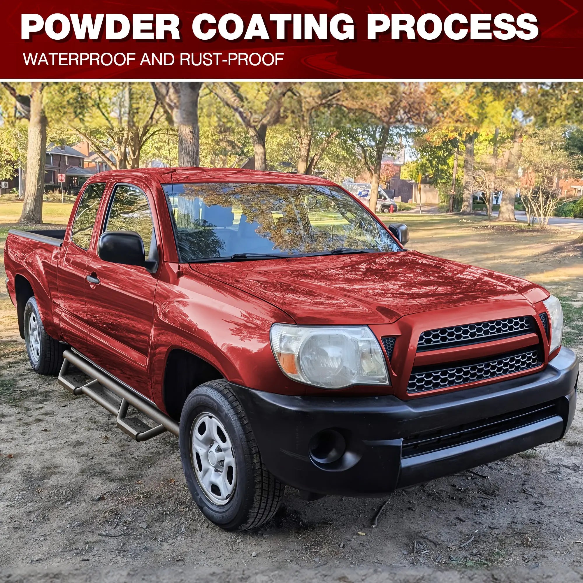 Running Boards for 2005–2023 Toyota Tacoma Access Cab, Drop Step Side Steps with 550 LB Capacity, Anti-Slip Steel Nerf Bars