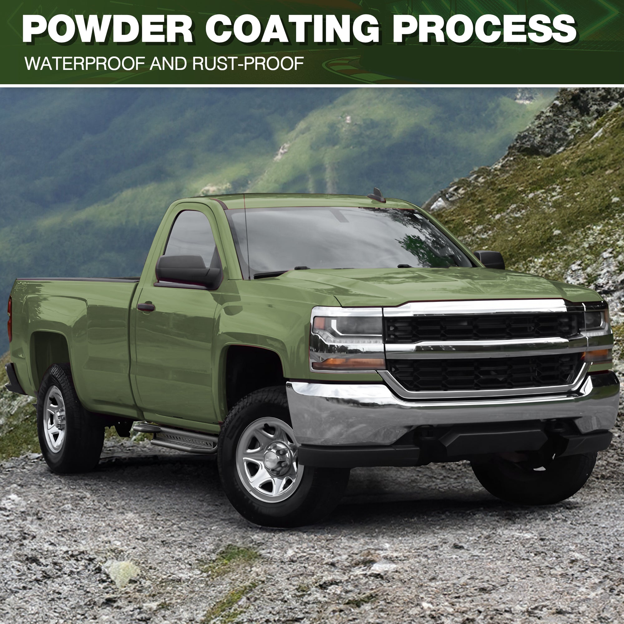 Silverado 1500 Running Boards Side Steps for 2007-2018 Silverado 1500 Regular Cab 2 Doors Only