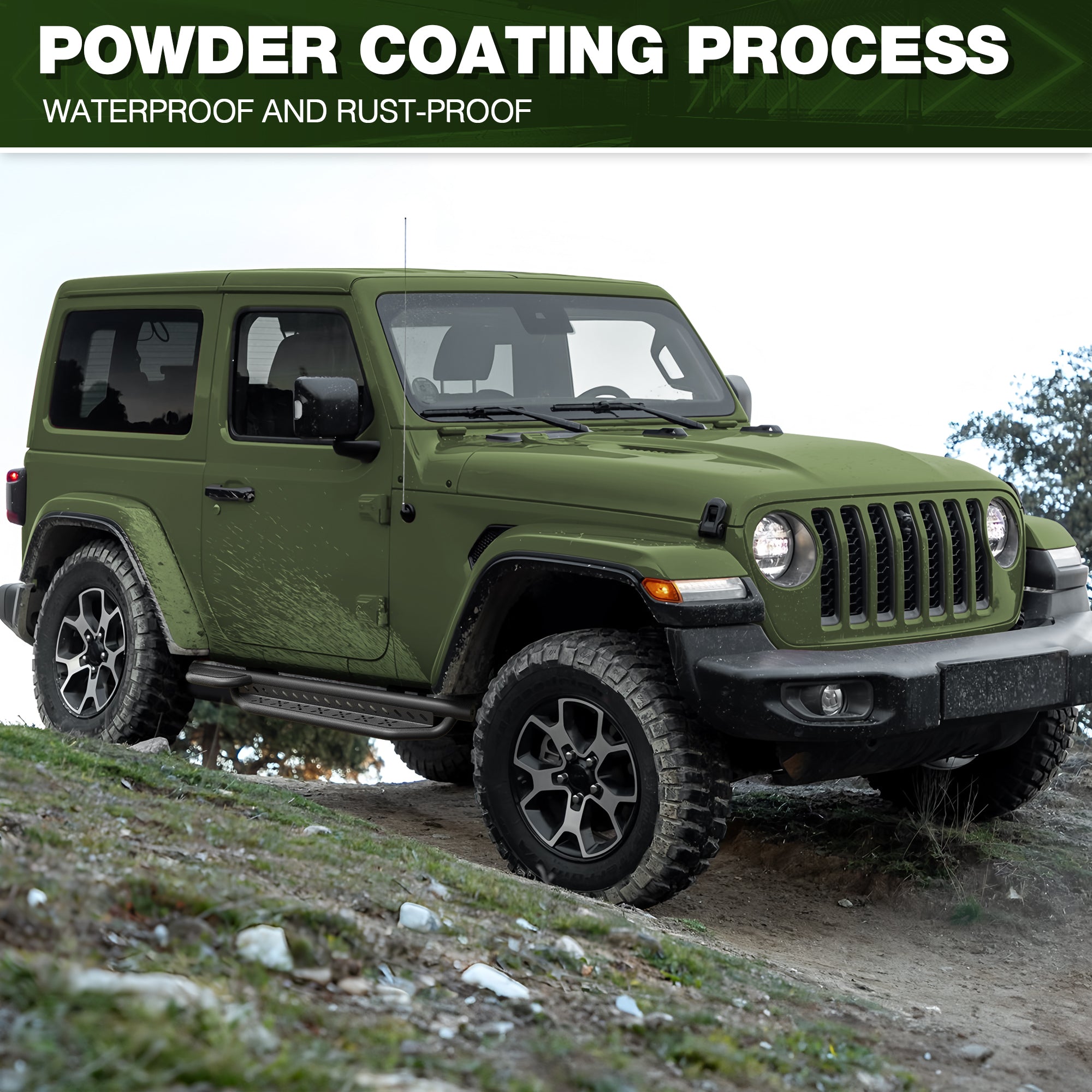 Jeep JL Running Boards Side Steps Fit for 2019-2025 Jeep Wrangler JL 2-Door