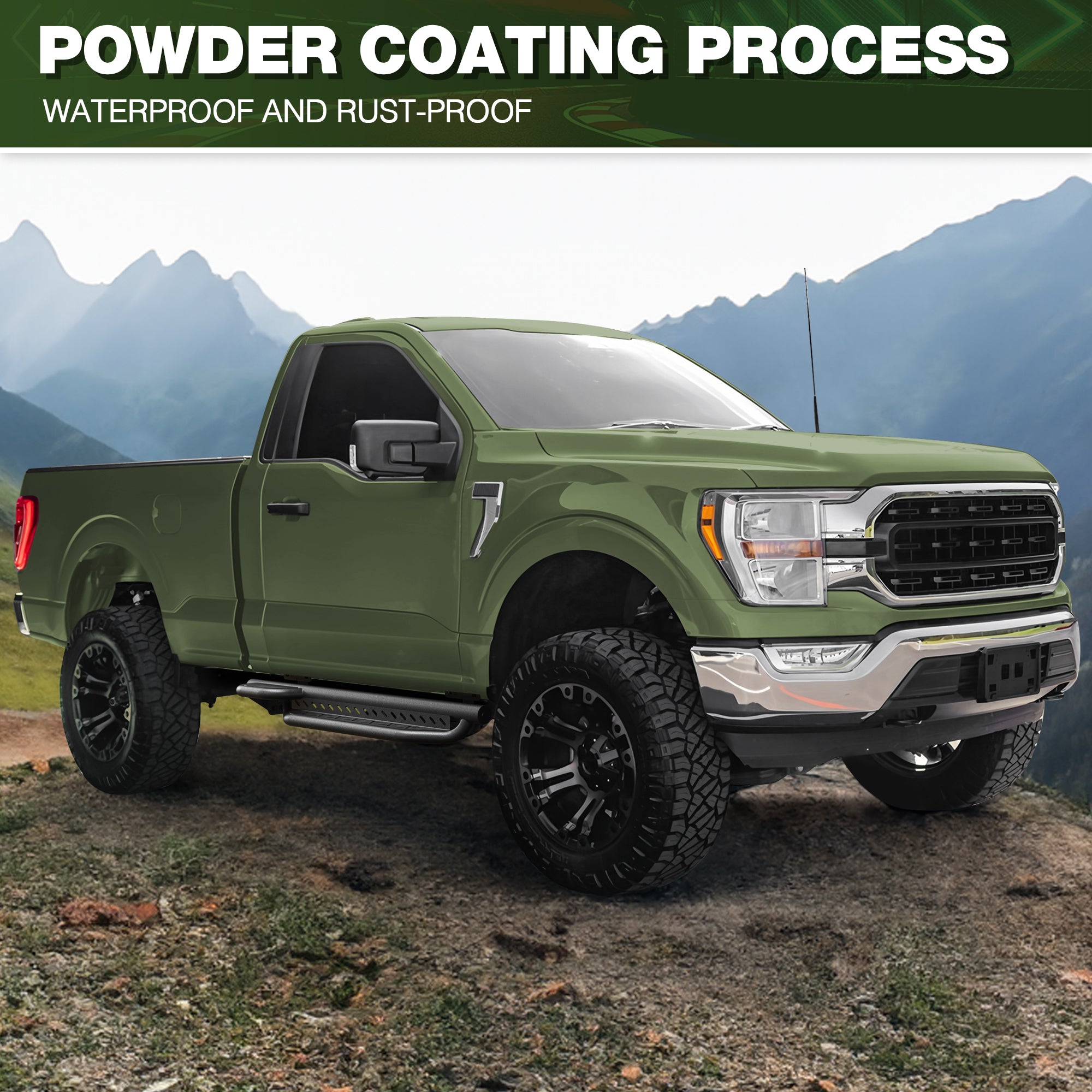 F150 Running Boards Side Steps Compatible for 2015-2025 Ford F150 and 2017-2025 Ford F250/350 Regular Cab 2 Doors Only