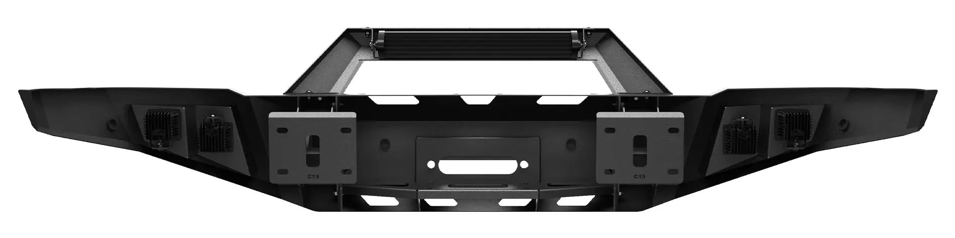 Longsun Front Bumper for 2015 2016 2017 2018 2019 Chevy Silverado 2500HD 3500HD | Heavy-Duty Steel Front Bumper with Winch Plate, LED Lights, D-Ring & Parking Sensor Holes