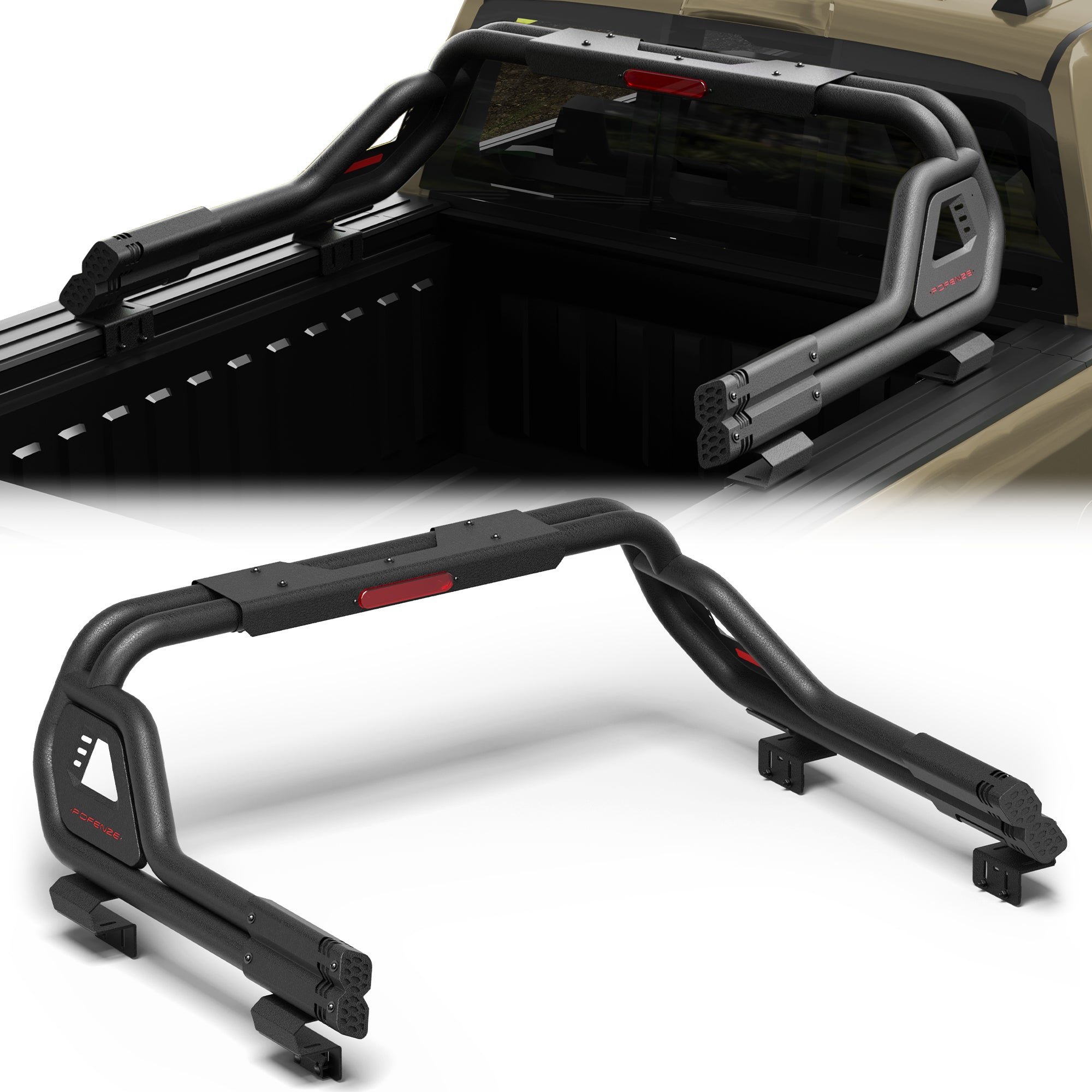 Adjustable Roll Bar for Full-Size Trucks, Heavy Duty Carbon Steel Truck Bed Rack & Chase Rack Compatible with Ford F-150, F-250, F-350, Chevy Silverado, GMC Sierra, Ram, Toyota Tundra & Nissan Titan