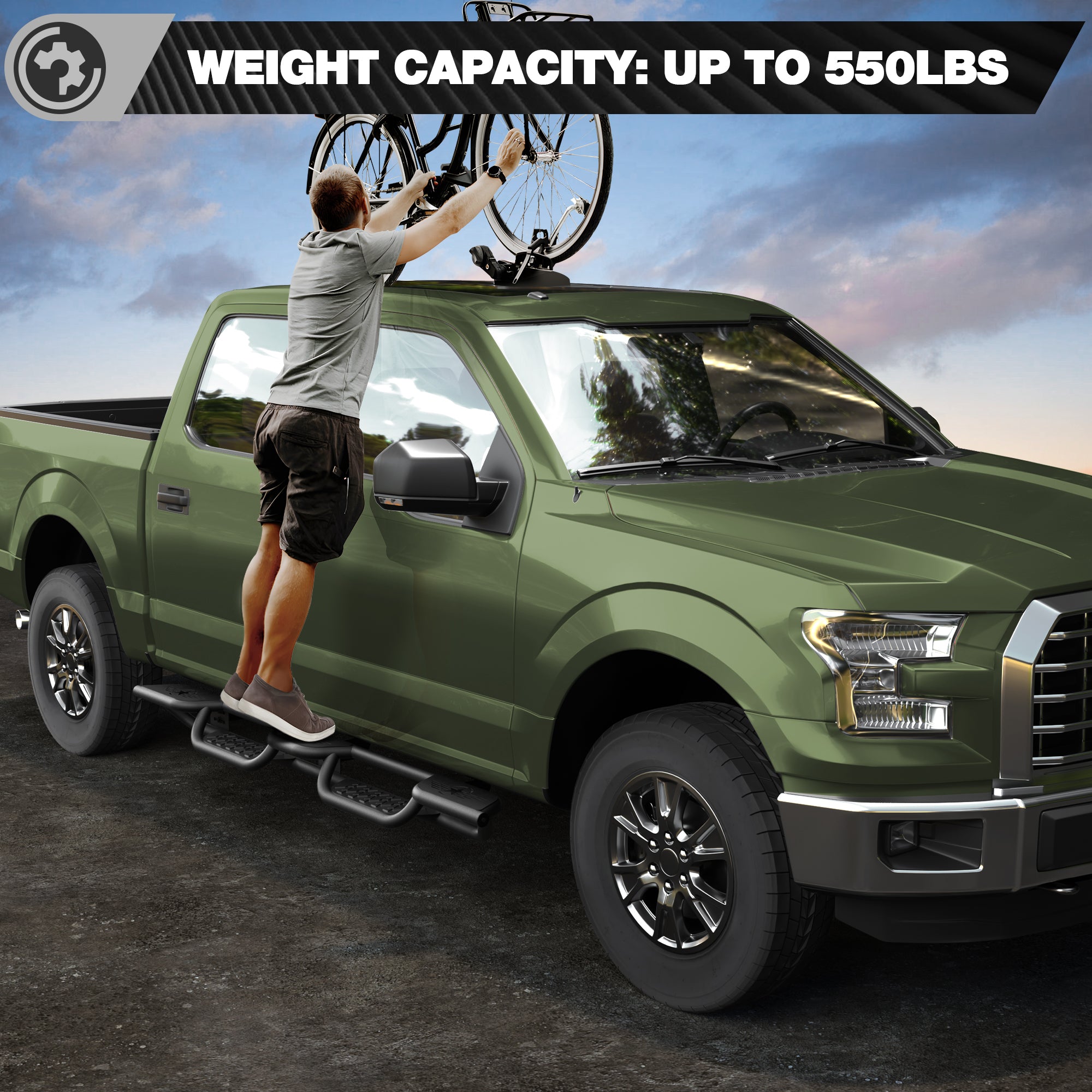 F150 Running Boards Side Steps for 2009-2014 Ford F-150 SuperCrew (4-Door)
