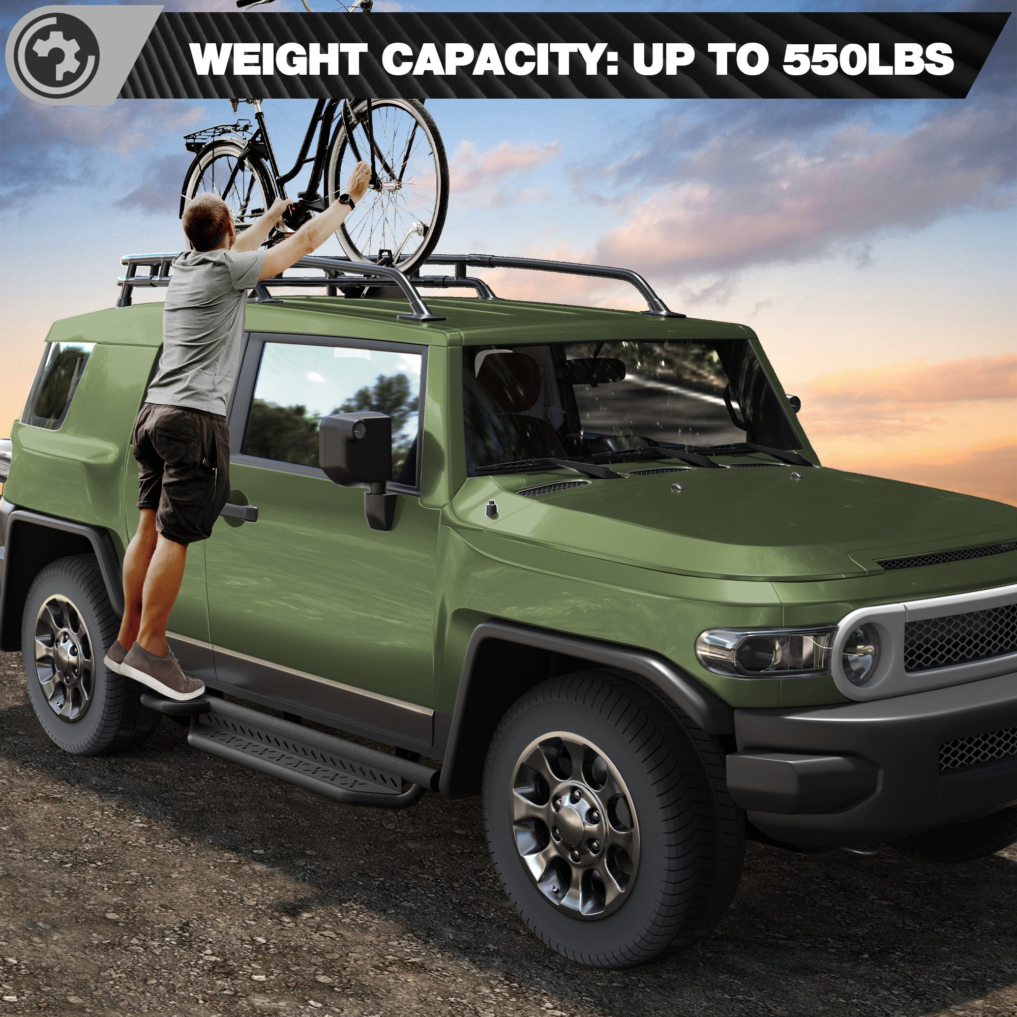 FJ Cruiser Running Boards Side Steps for 2007-2014 Toyota FJ Cruiser