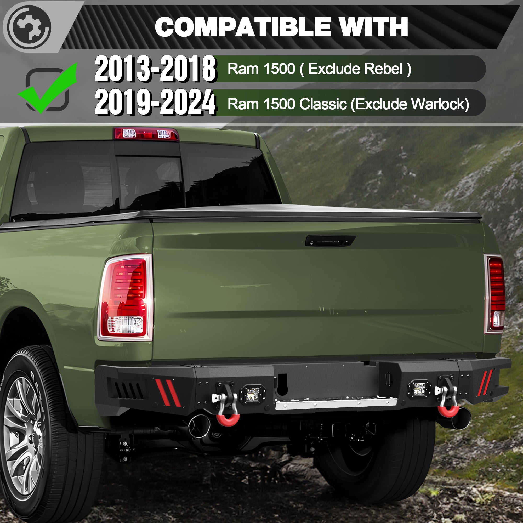 Front & Rear Bumper Kit for 2013-2018 Ram 1500 & 2019-2024 Ram 1500 Classic