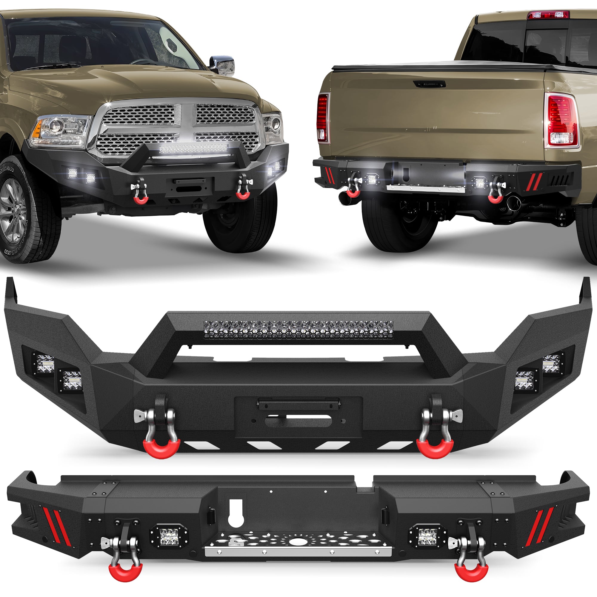 Front & Rear Bumper Kit for 2013-2018 Ram 1500 & 2019-2024 Ram 1500 Classic