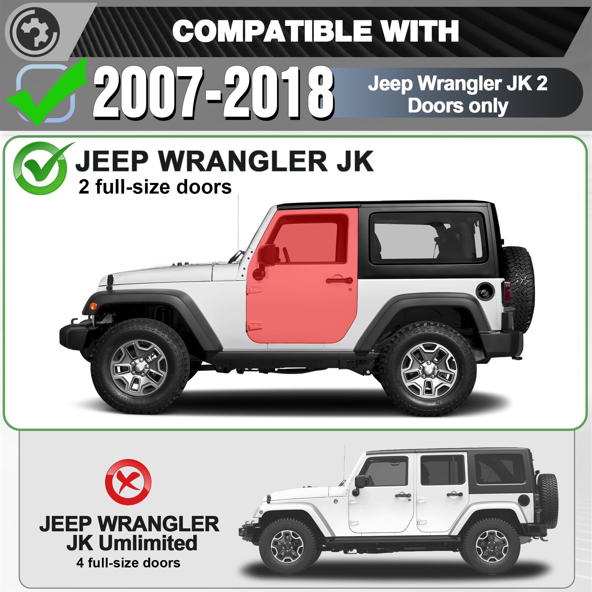 Jeep JK Running Boards for 2007-2018 Jeep Wrangler JK (2-Door)