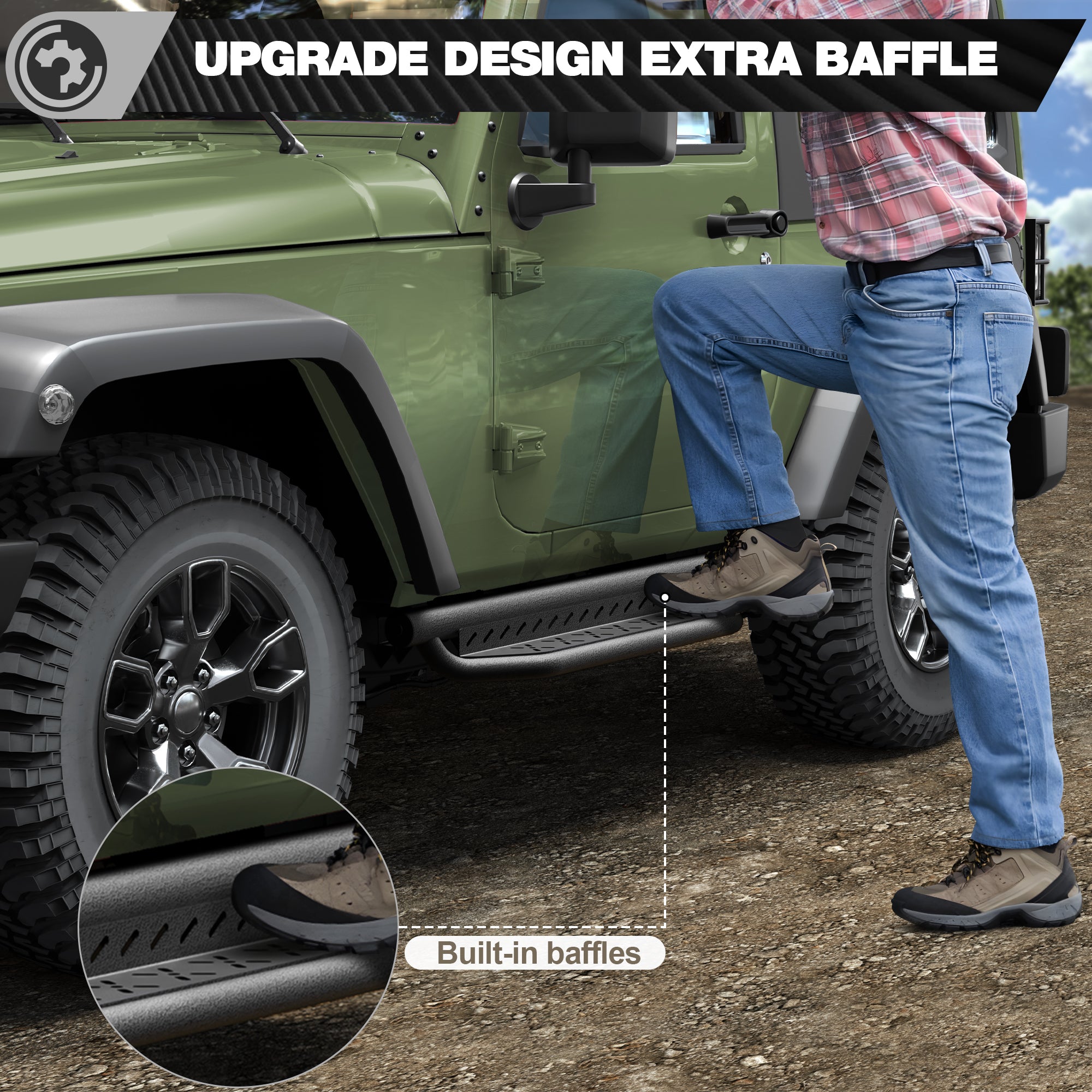 Jeep JK Running Boards for 2007-2018 Jeep Wrangler JK (2-Door)