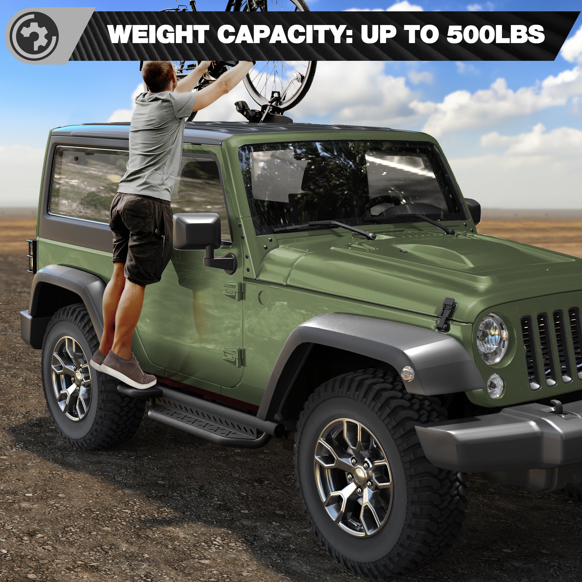 Jeep JK Running Boards for 2007-2018 Jeep Wrangler JK (2-Door)