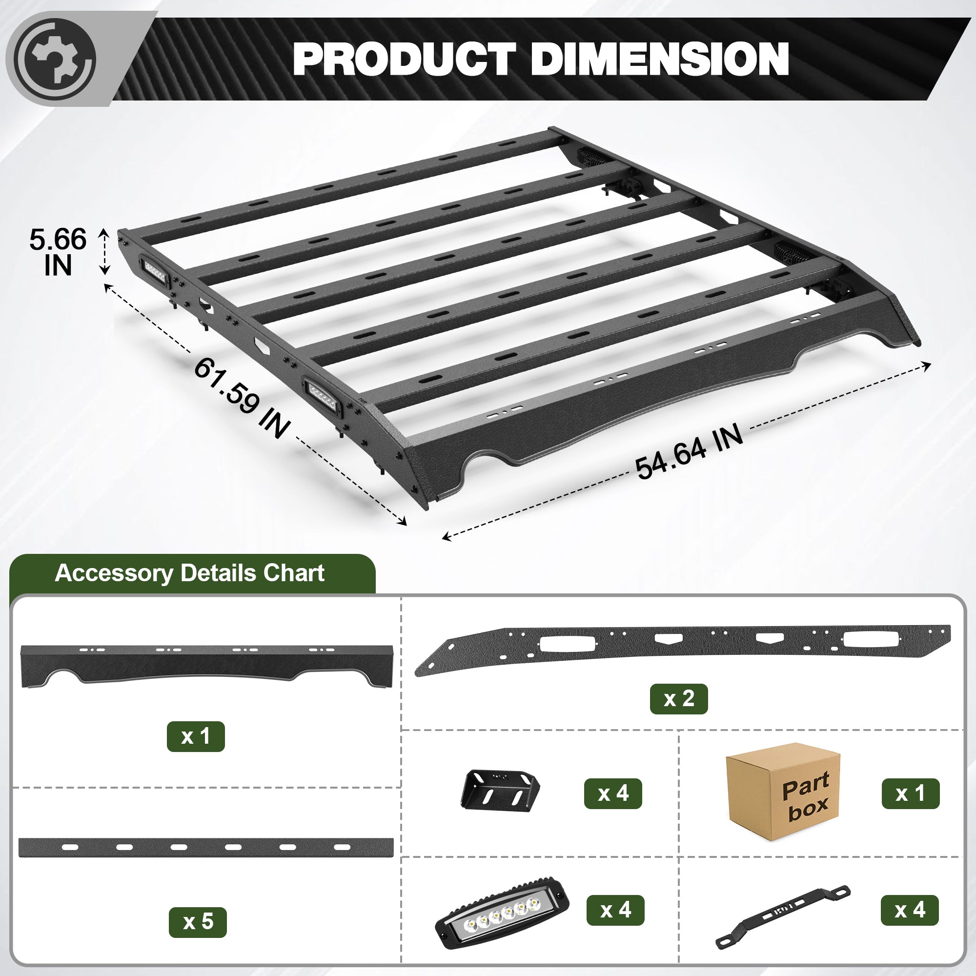 RAM 2500 Roof Rack Rooftop Cargo Rack for 2010-2018 RAM 2500 Crew Cab 800 lb Rated Load