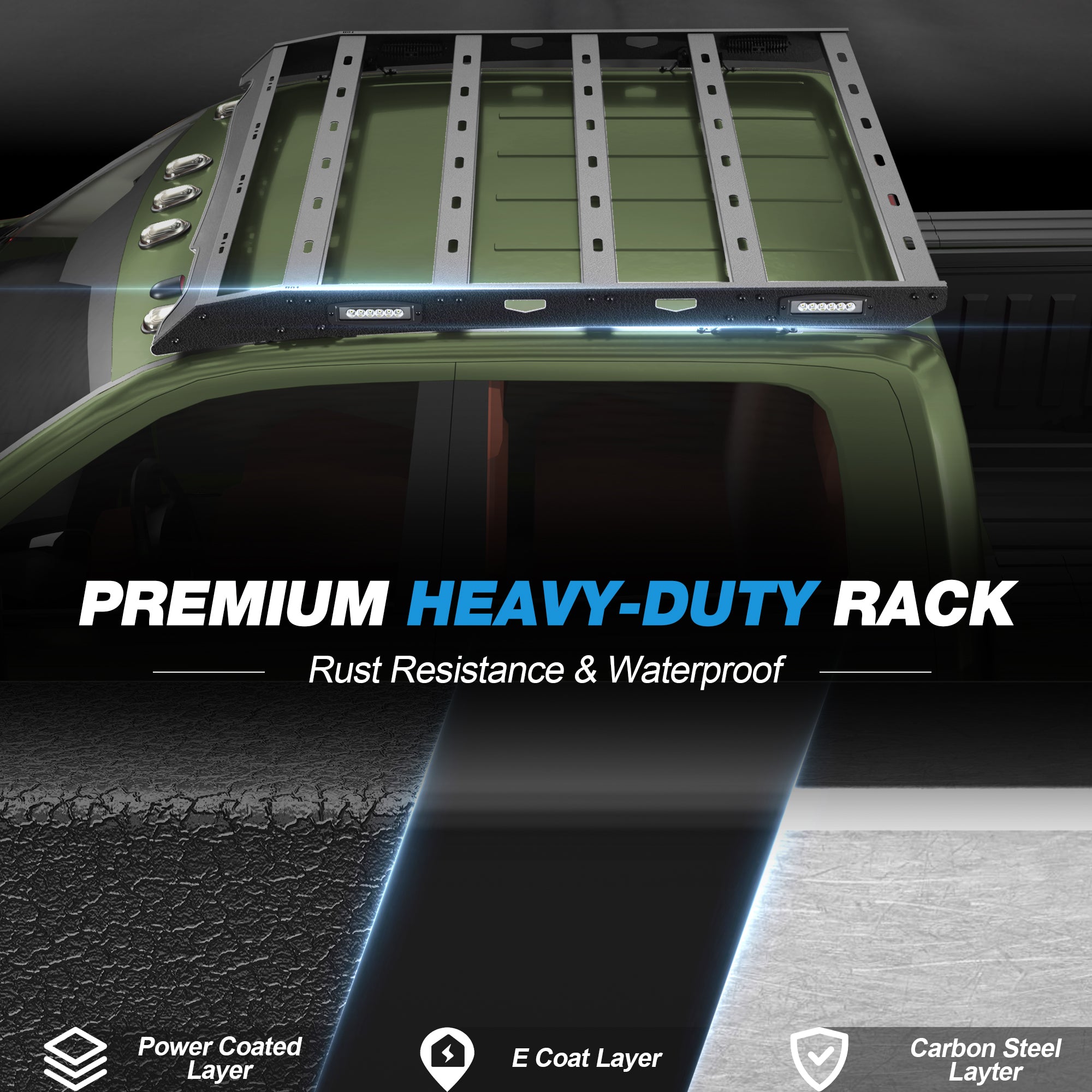 RAM 2500 Roof Rack Rooftop Cargo Rack for 2010-2018 RAM 2500 Crew Cab 800 lb Rated Load