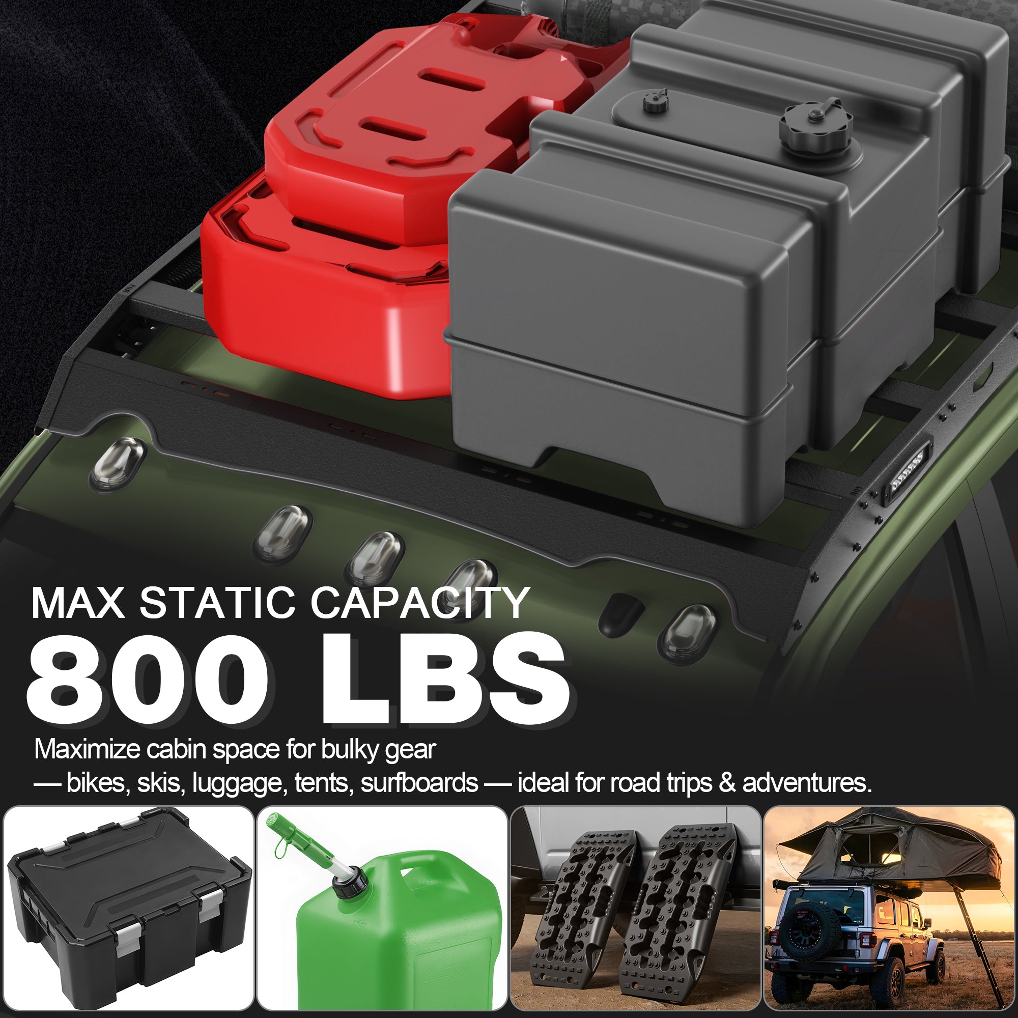 RAM 2500 Roof Rack Rooftop Cargo Rack for 2010-2018 RAM 2500 Crew Cab 800 lb Rated Load