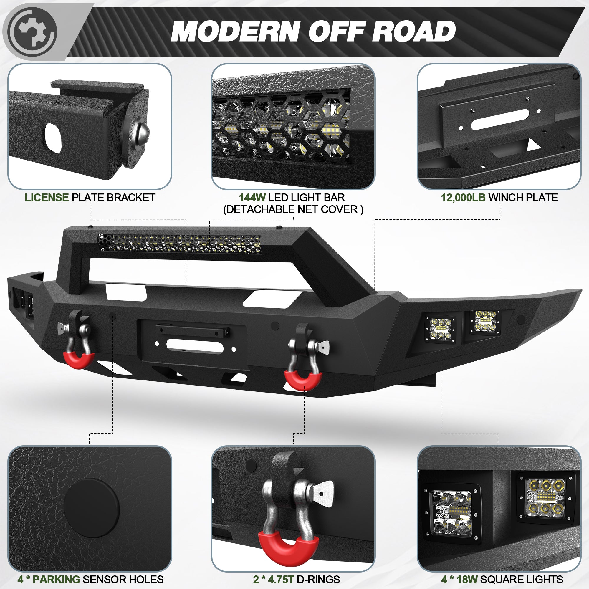 Ram Front & Rear Bumper Kit for 2021 2022 2023 2024 2025 Ram 1500 TRX
