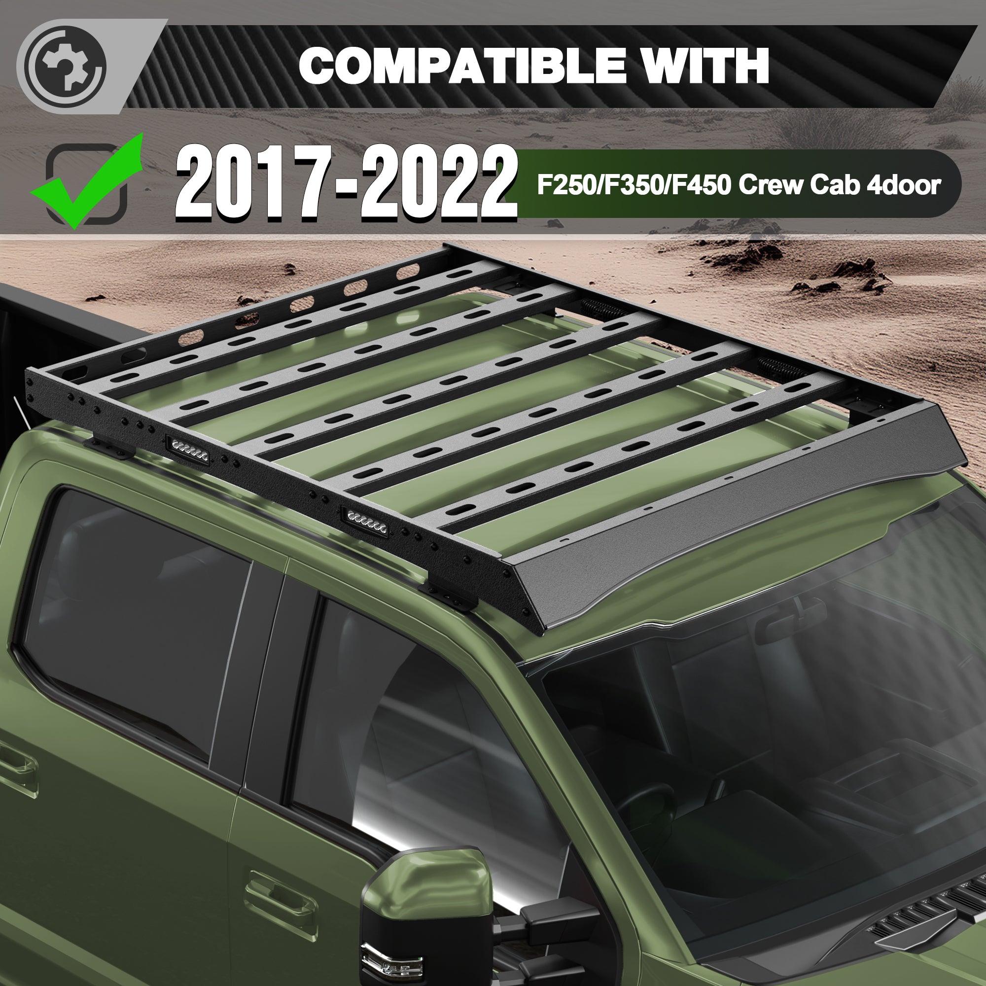 Roof Rack Rooftop Cargo Carrier Compatible for F250/F350/F450 2017 2018 2019 2020 2021 2022