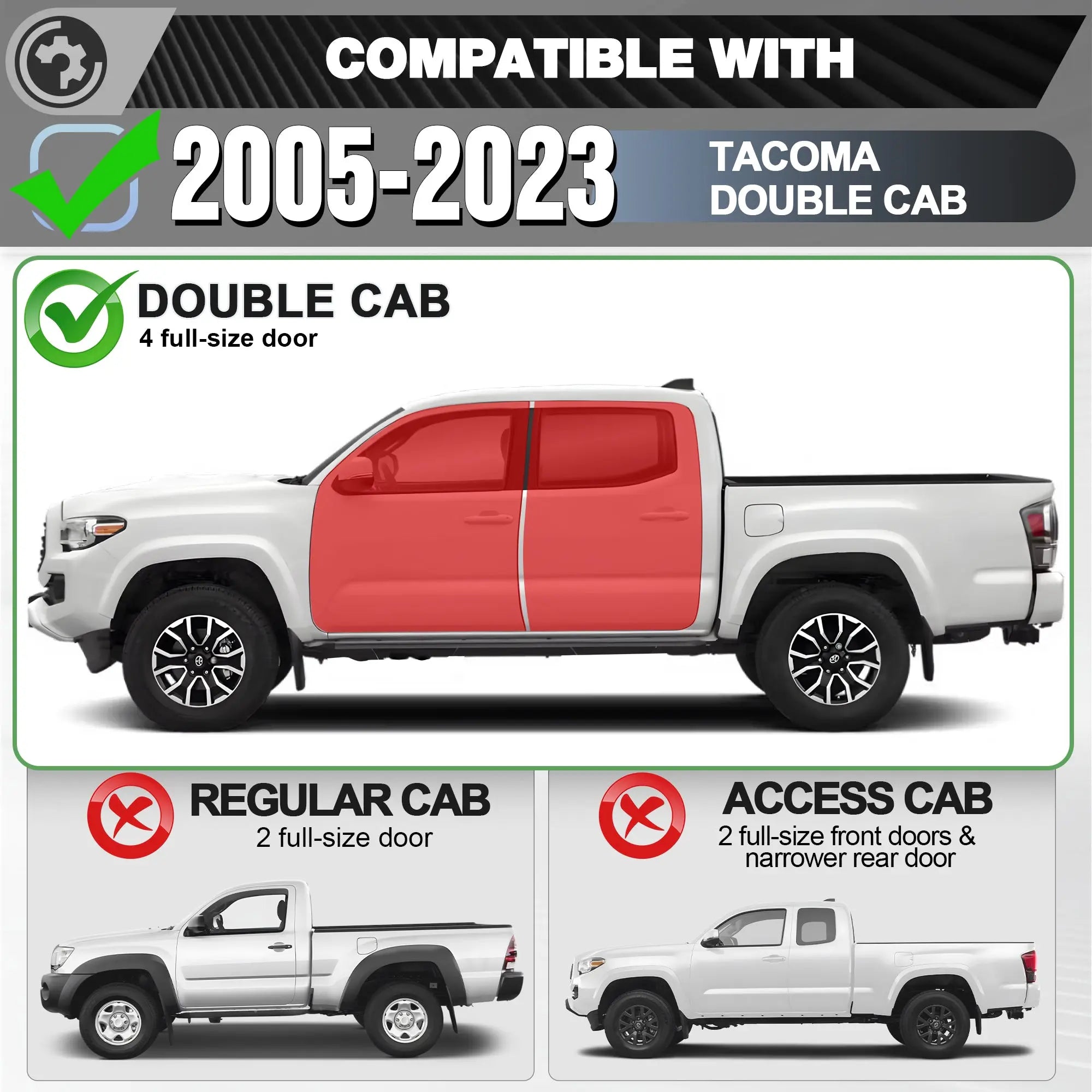 Running Boards Side Steps for 2005-2023 Toyota Tacoma Double Cab nadiaauto