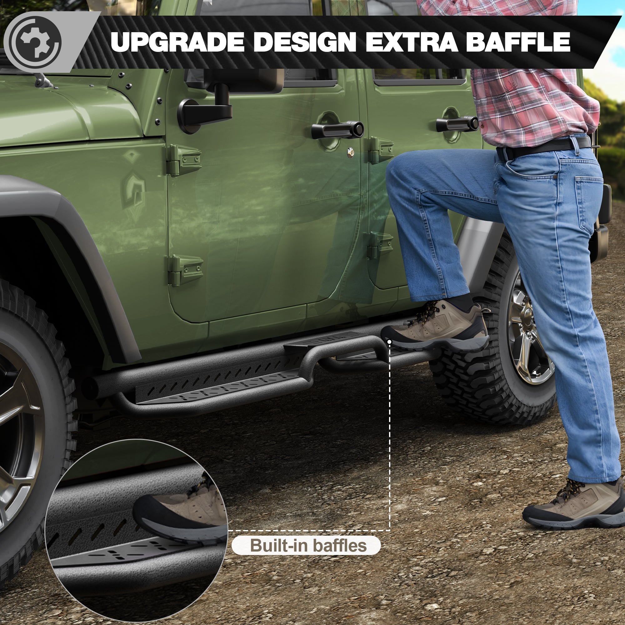 Running Boards Side Steps for 2007-2018 Jeep Wrangler JK Unlimited (4-Door)