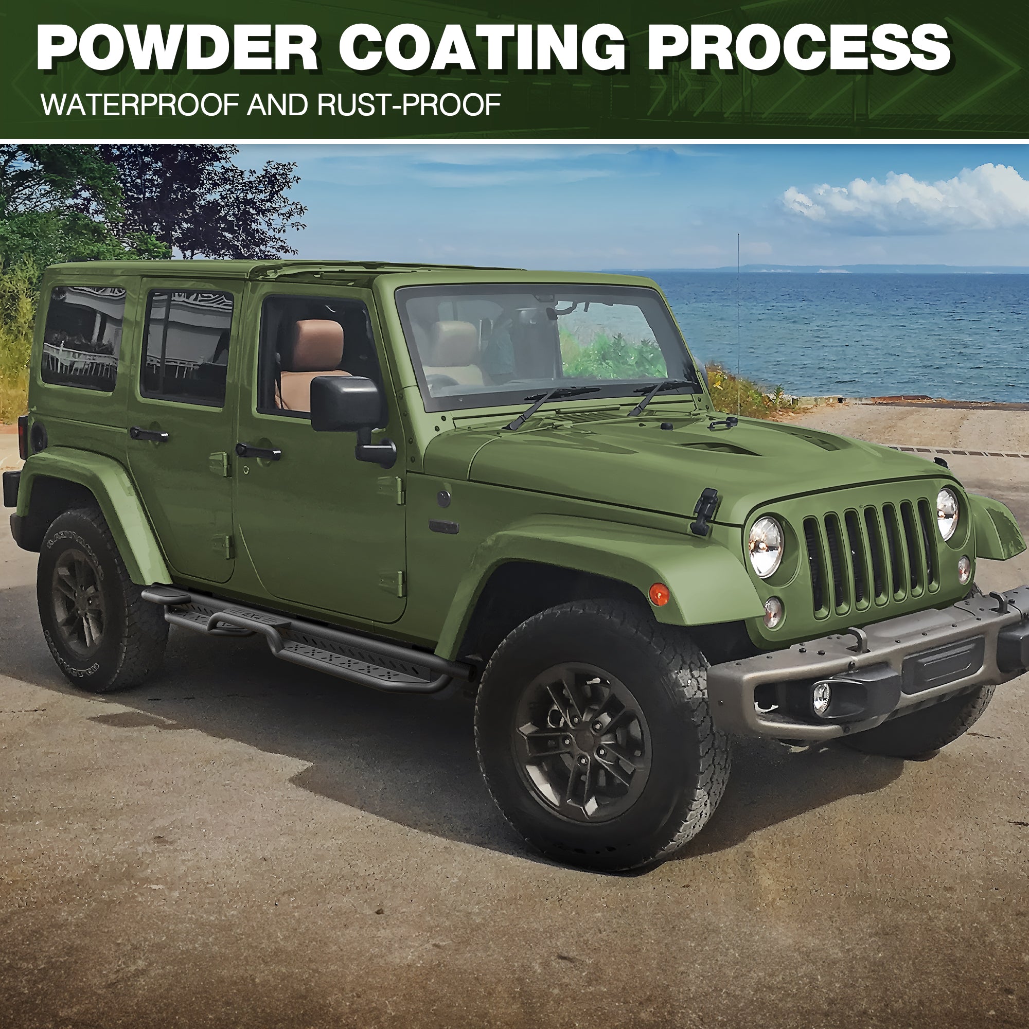 Running Boards Side Steps for 2007-2018 Jeep Wrangler JK Unlimited (4-Door)