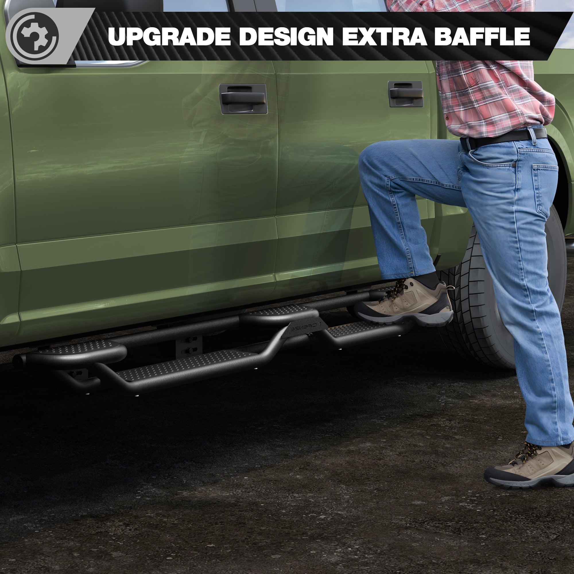 Running Boards Side Steps for 2015-2025 Ford F-150 SuperCrew & 2017-2025 Ford F250 F350 Super Duty Crew Cab