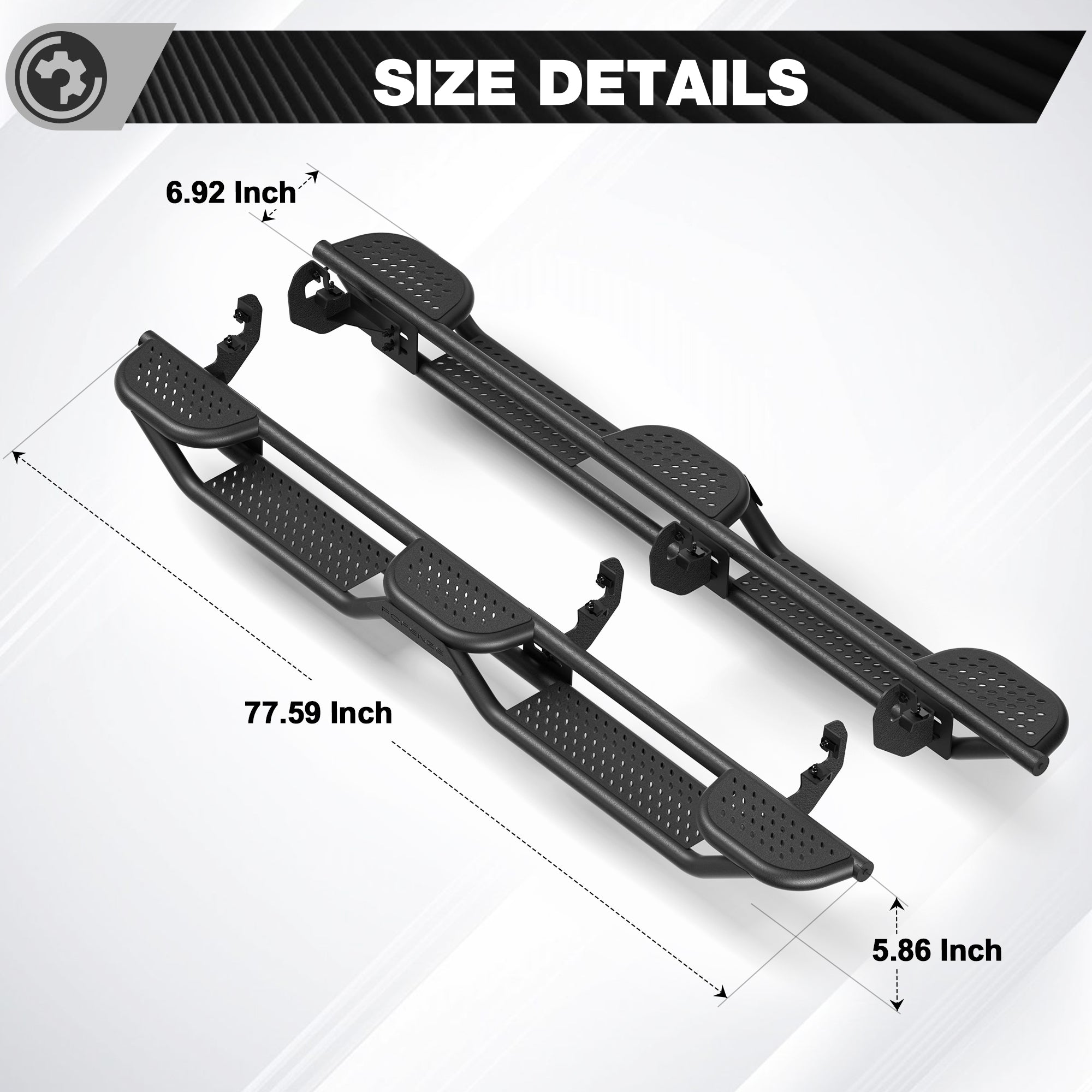 Running Boards Side Steps for 2015-2026 Chevy Colorado & GMC Canyon Crew Cab | 3-Raised Side Steps, Heavy-Duty Carbon Steel
