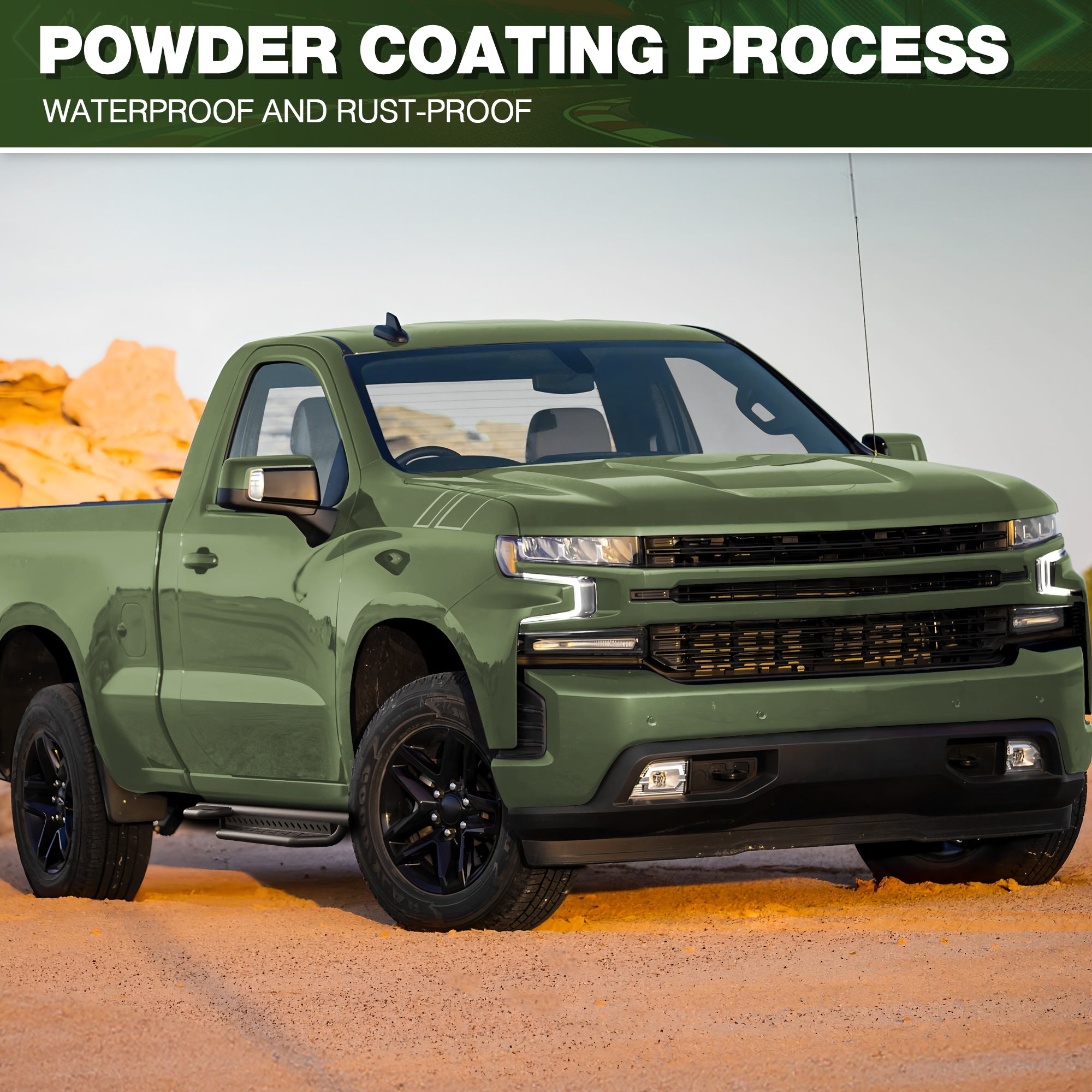 Running Boards Side Steps for 2019-2025 Chevy Silverado GMC Sierra 1500 Regular Cab & 2020-2025 2500HD 3500HD Regular Cab