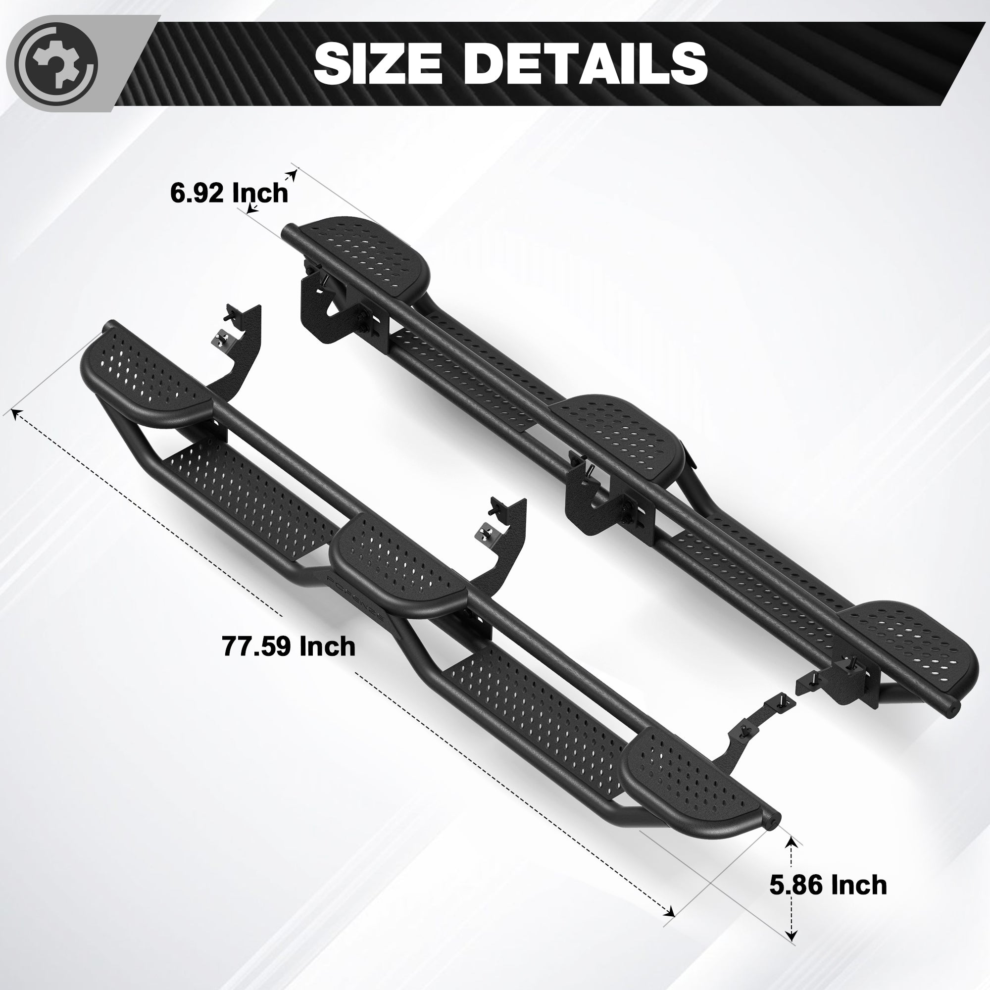 Running Boards Side Steps for 2019-2026 Ford Ranger SuperCrew (4-Door)