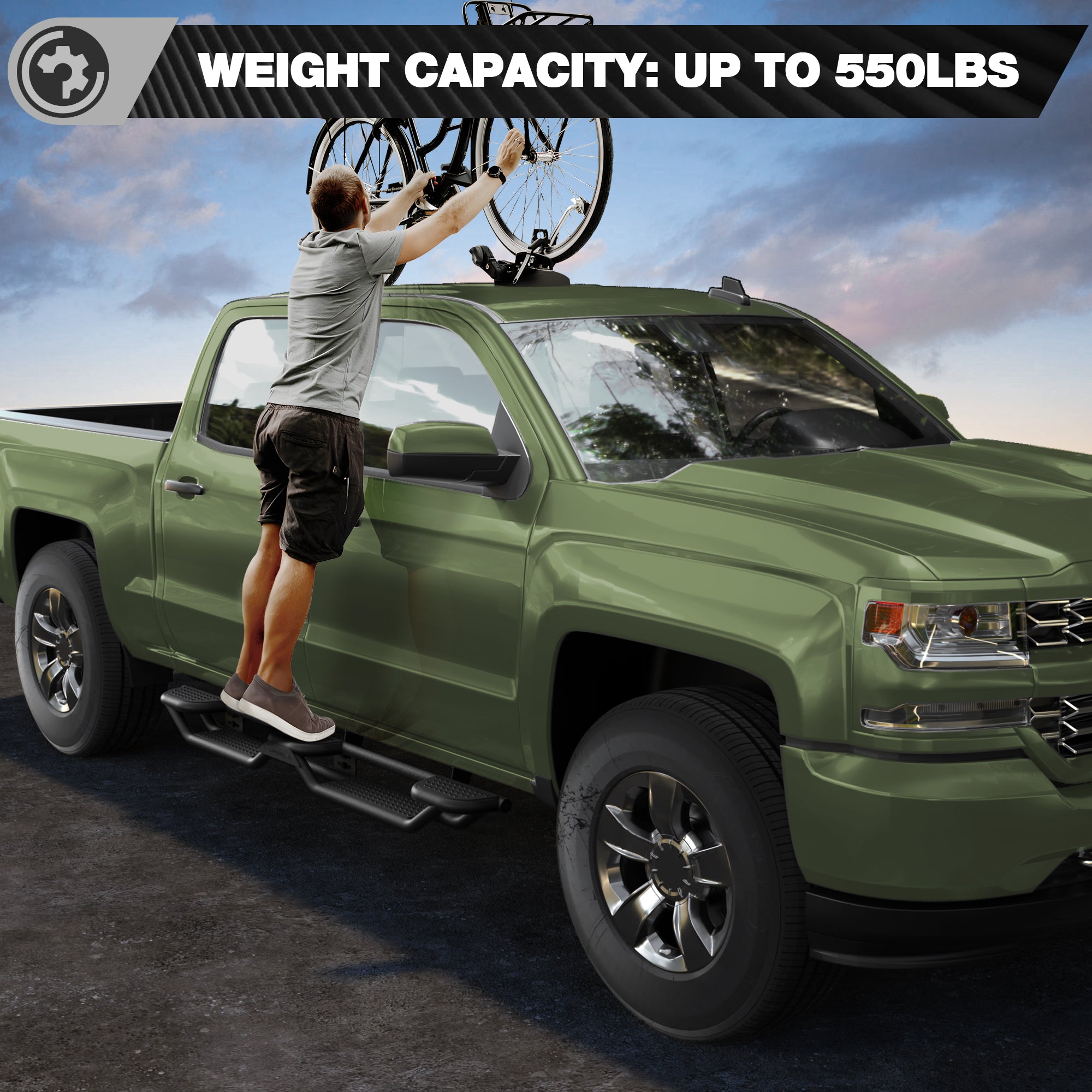 Running Boards for 2007-2018 Chevy Silverado & GMC Sierra 1500/2500/3500 Quad Cab