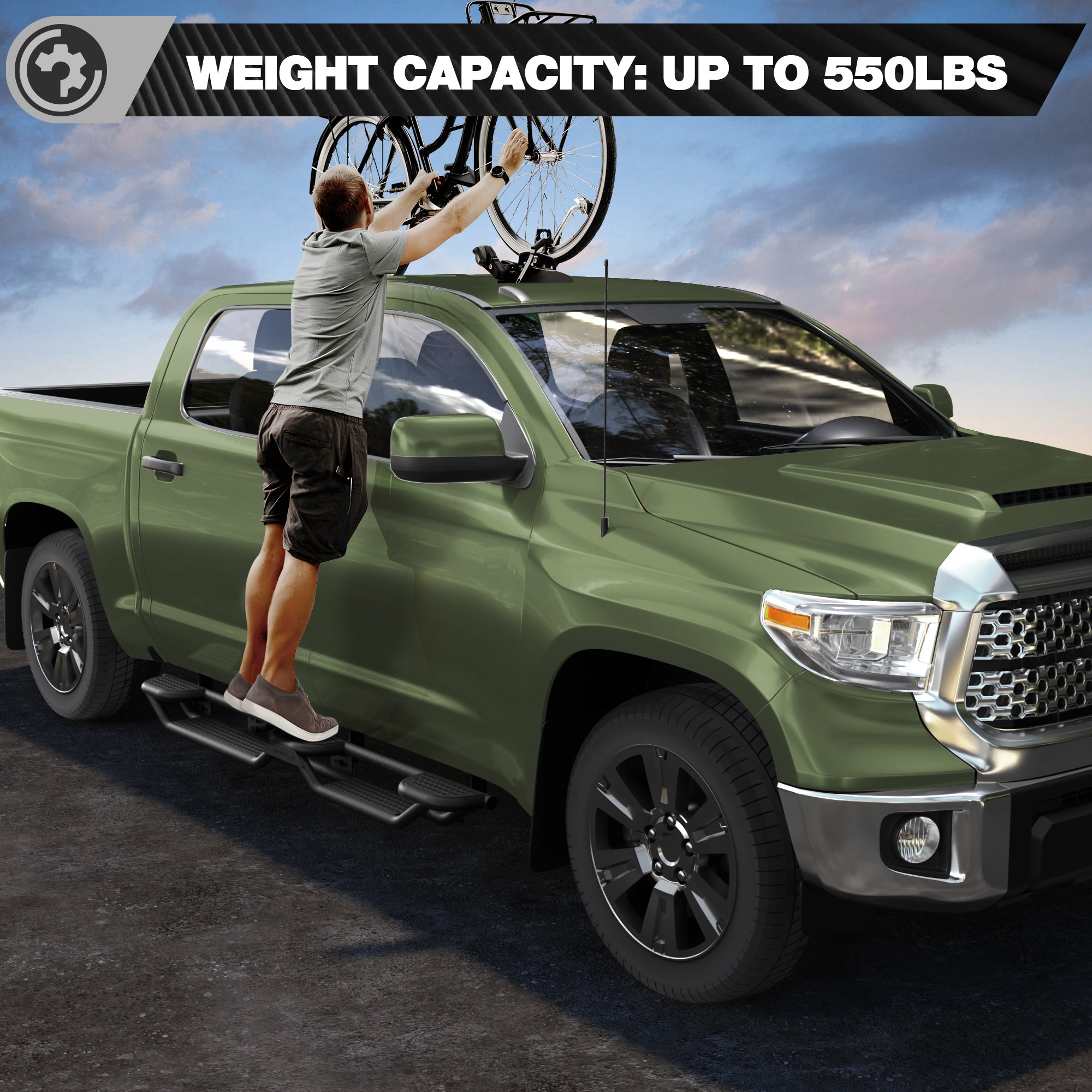 Tundra Running Boards Side Steps for 2007-2021 Toyota Tundra CrewMax