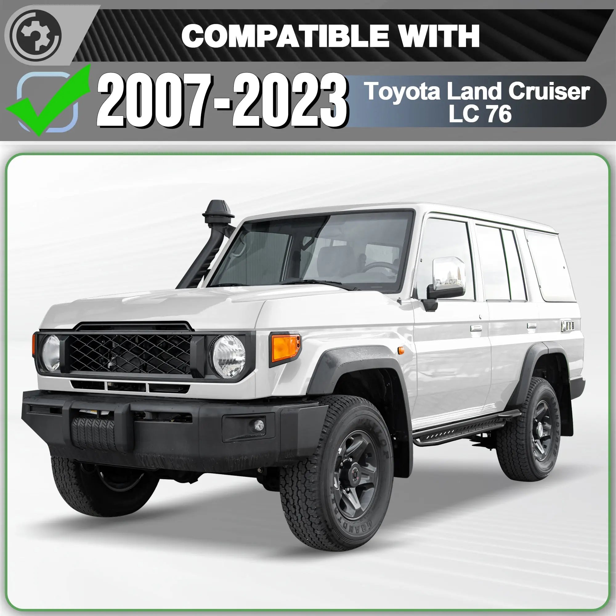 Running Boards for 2007-2023 Toyota Land Cruiser LC76 | Single-Step Side Steps, Heavy-Duty Carbon Steel, 550 lbs Load Capacity nadiaauto